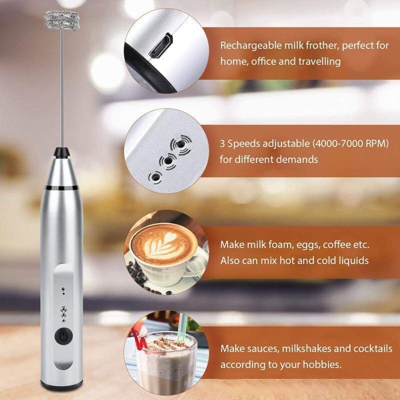 Espumador de leche eléctrico, Espumador de café, USB portátil