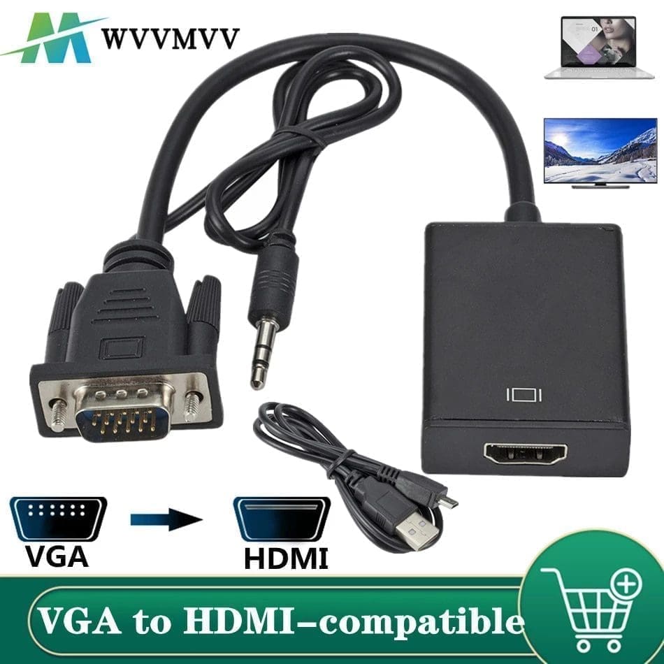 Adaptador VGA a HDMI Convierte conexión Para PC 1080P