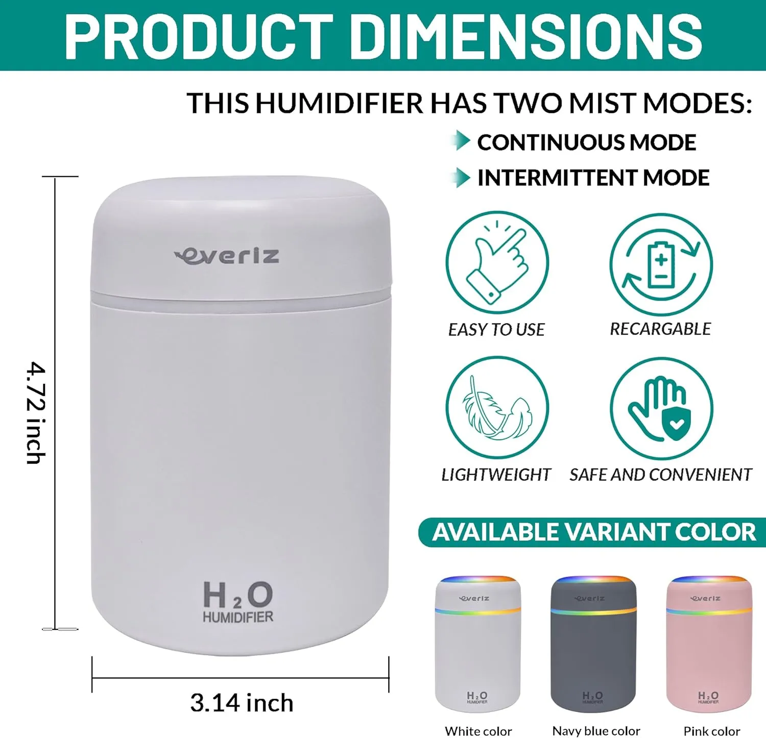 Humidificador Ultrasónico H₂O - EVERIZ - Imagen 4