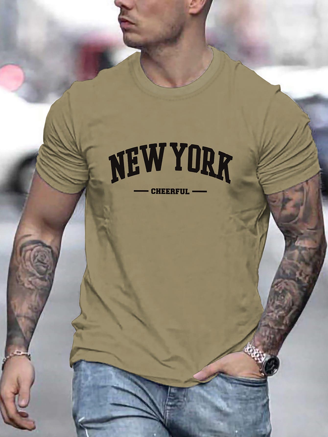 Manfinity_Hombres_Camiseta_con_estampado_de_letra__SHEIN_USA_main_3 (2) Camiseta con estampado de letra - Imagen 1
