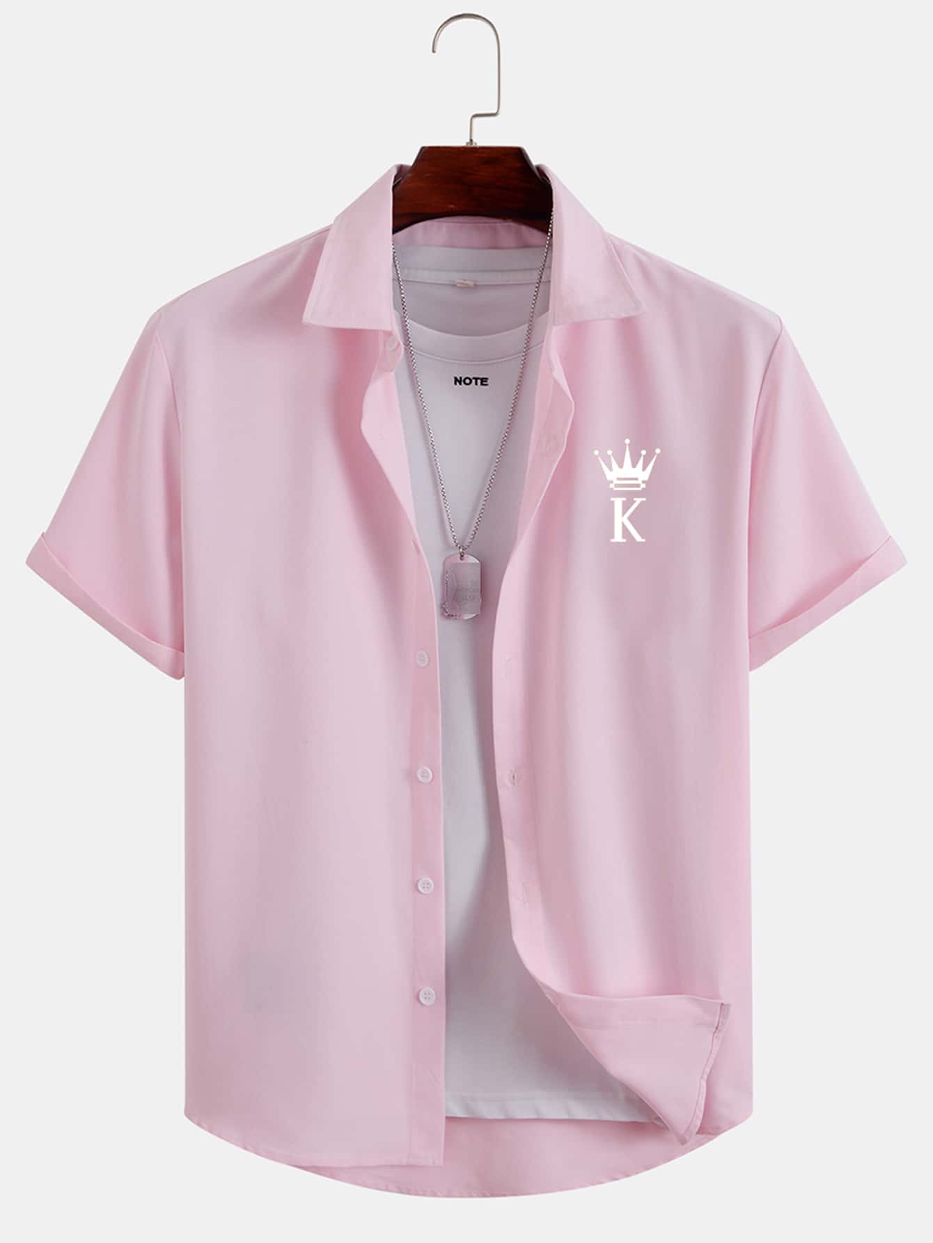 1 pieza Camisa con estampado de corona y letra - Imagen 3