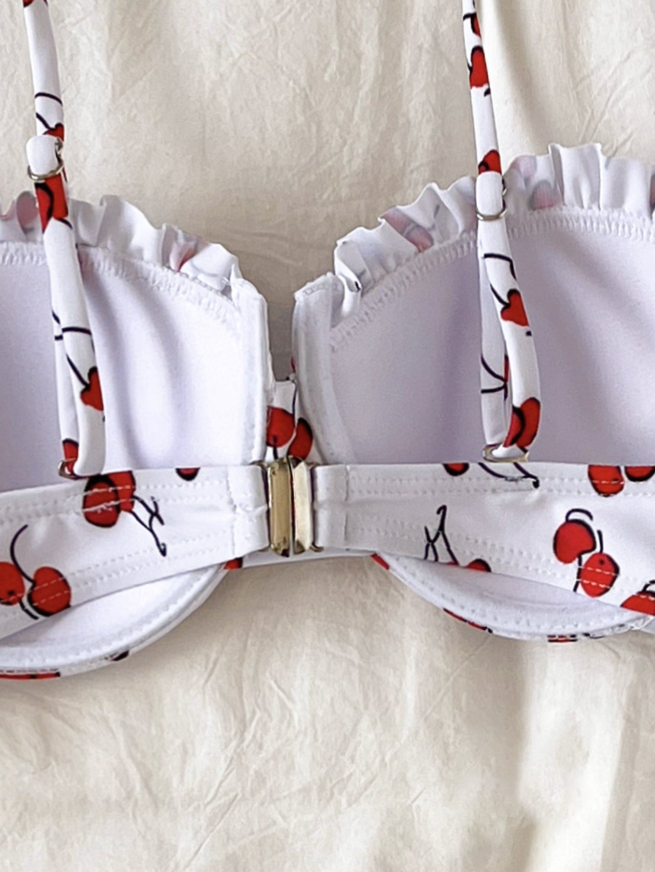 Bañador bikini push up al azar con estampado de cereza ribete fruncido - Imagen 6