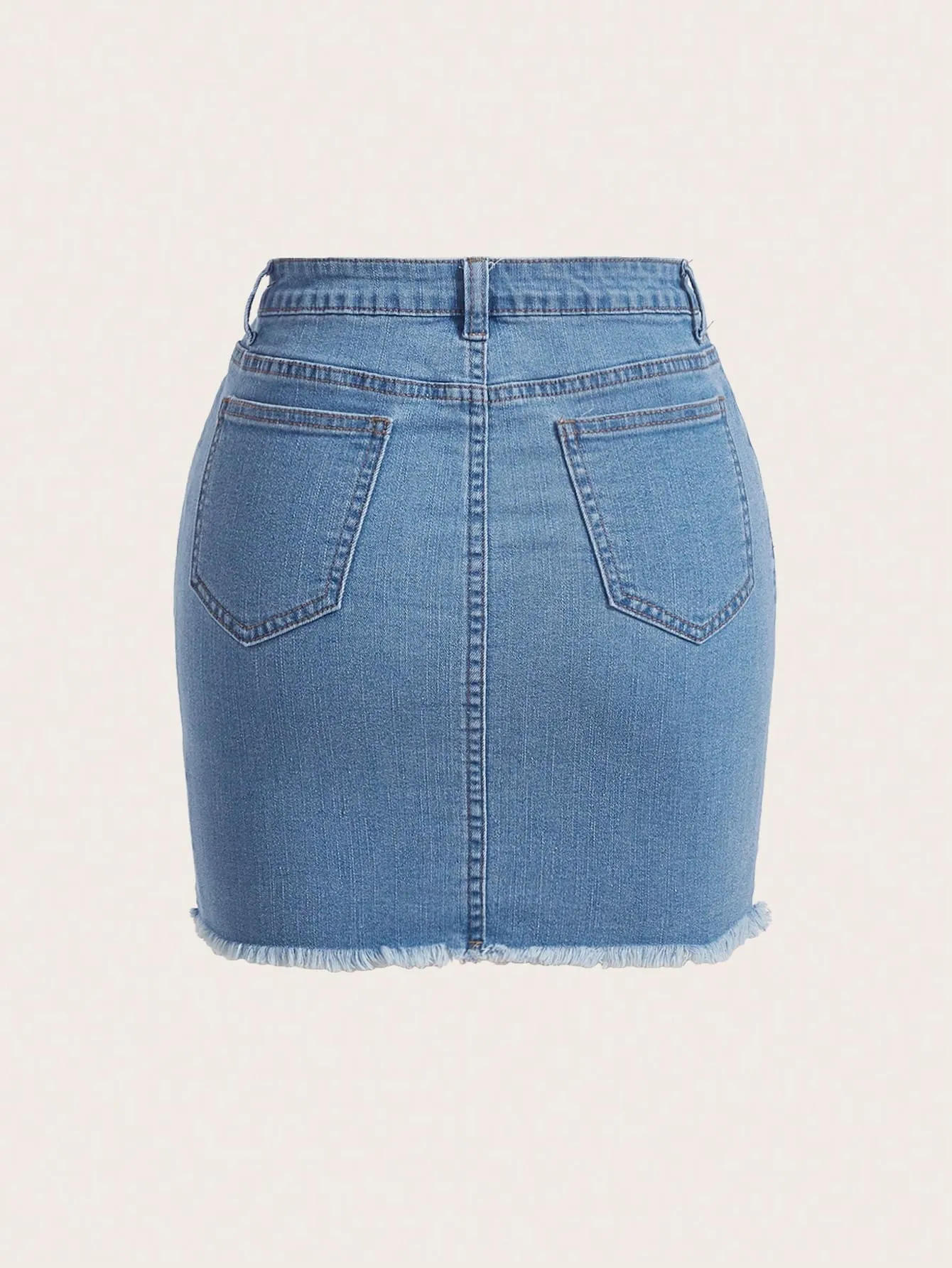 EZwear Falda en mezclilla desgarro bajo crudo - Imagen 2