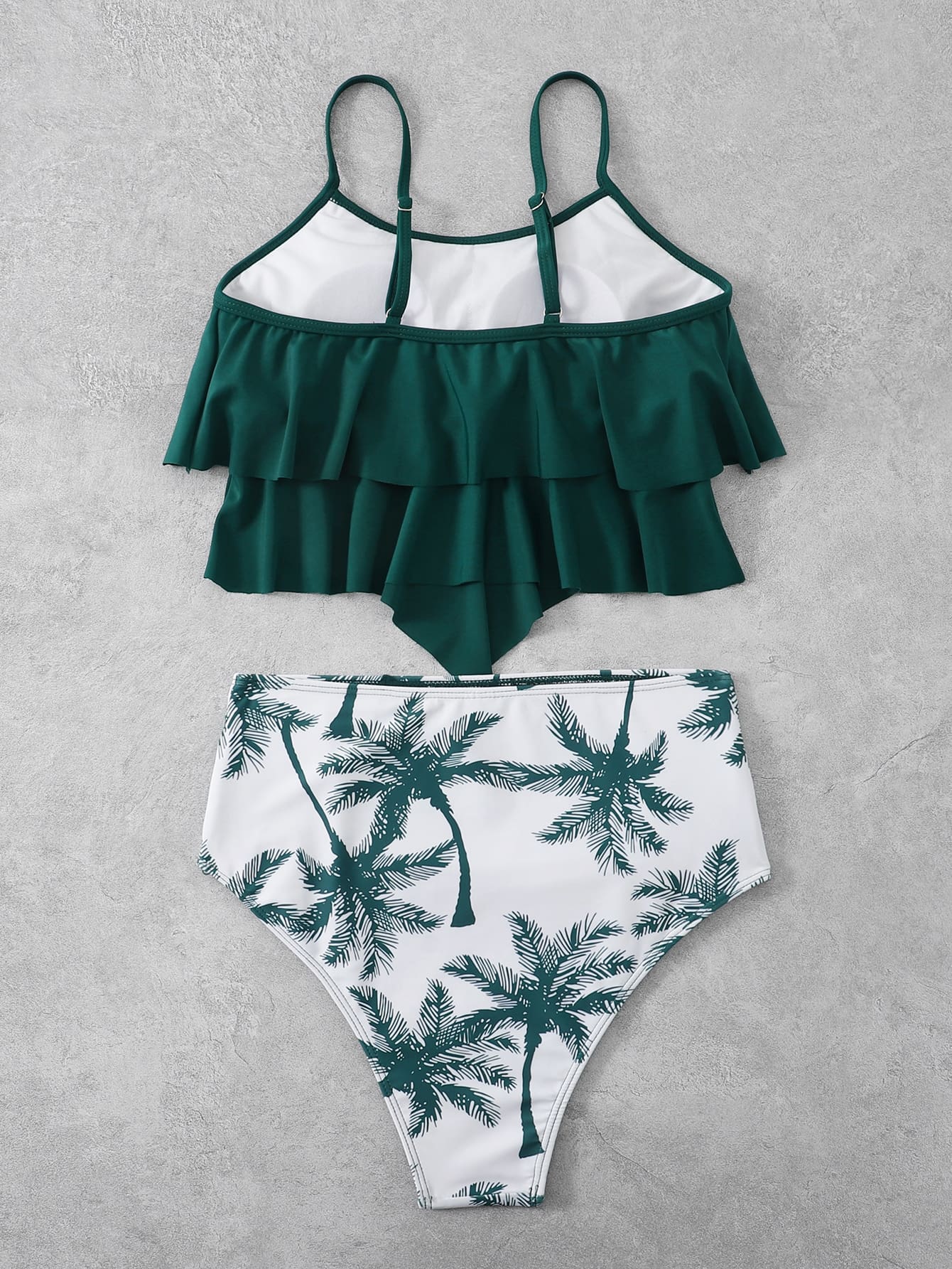 Bañador bikini con estampado tropical bajo hanky fruncido de talle alto - Imagen 2
