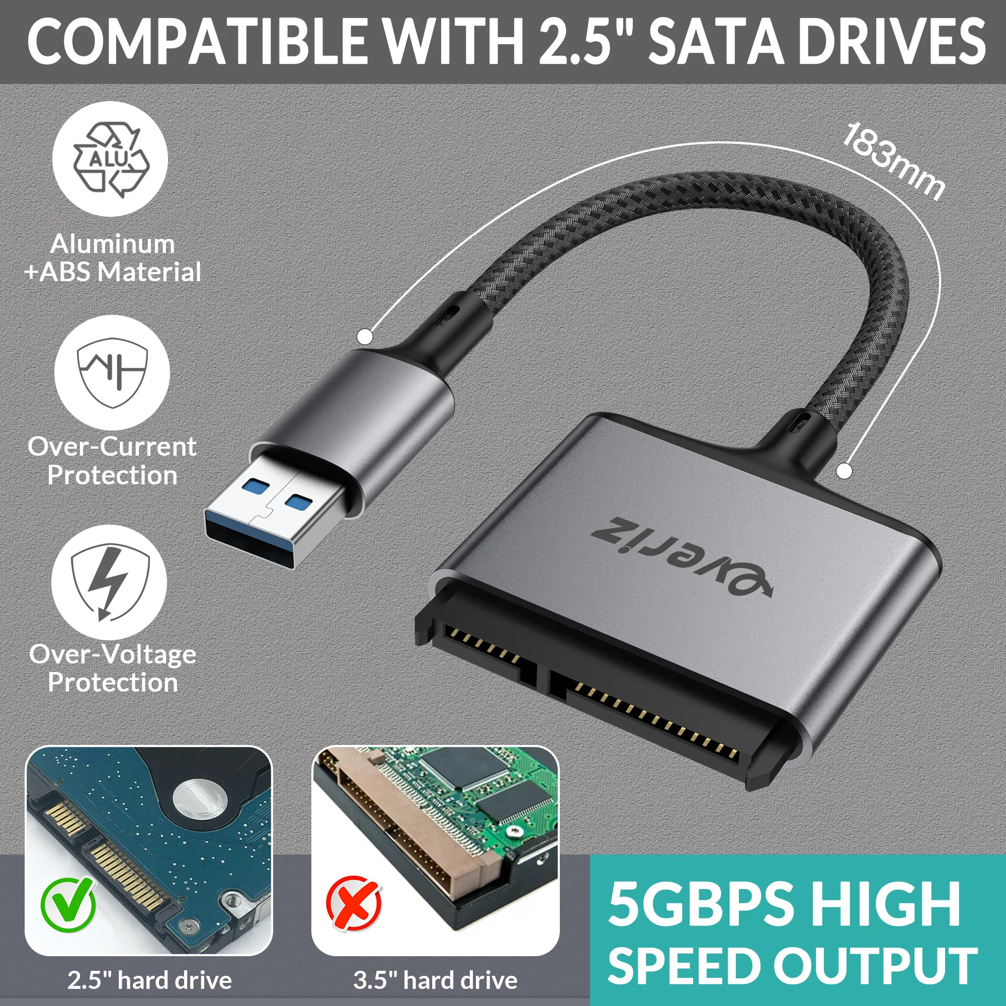 Adaptador SATA a USB 3.0 -- EVERIZ - Imagen 5