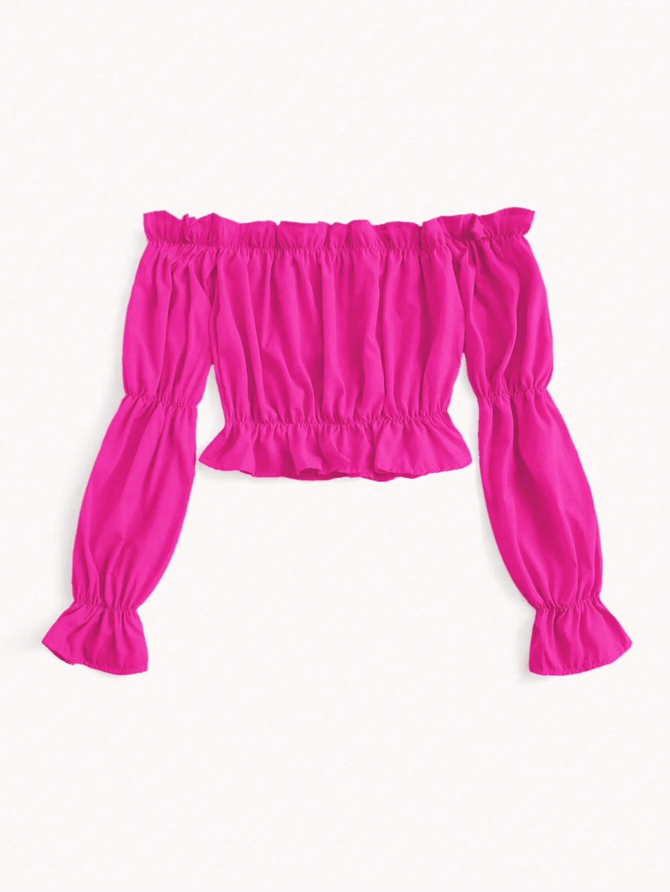SHEIN_Priv_Blusa_peplum_de_hombros_descubiertos_ribete_fruncido__SHEIN_USA_main_1 Privé Blusa peplum de hombros descubiertos ribete fruncido - Imagen 1