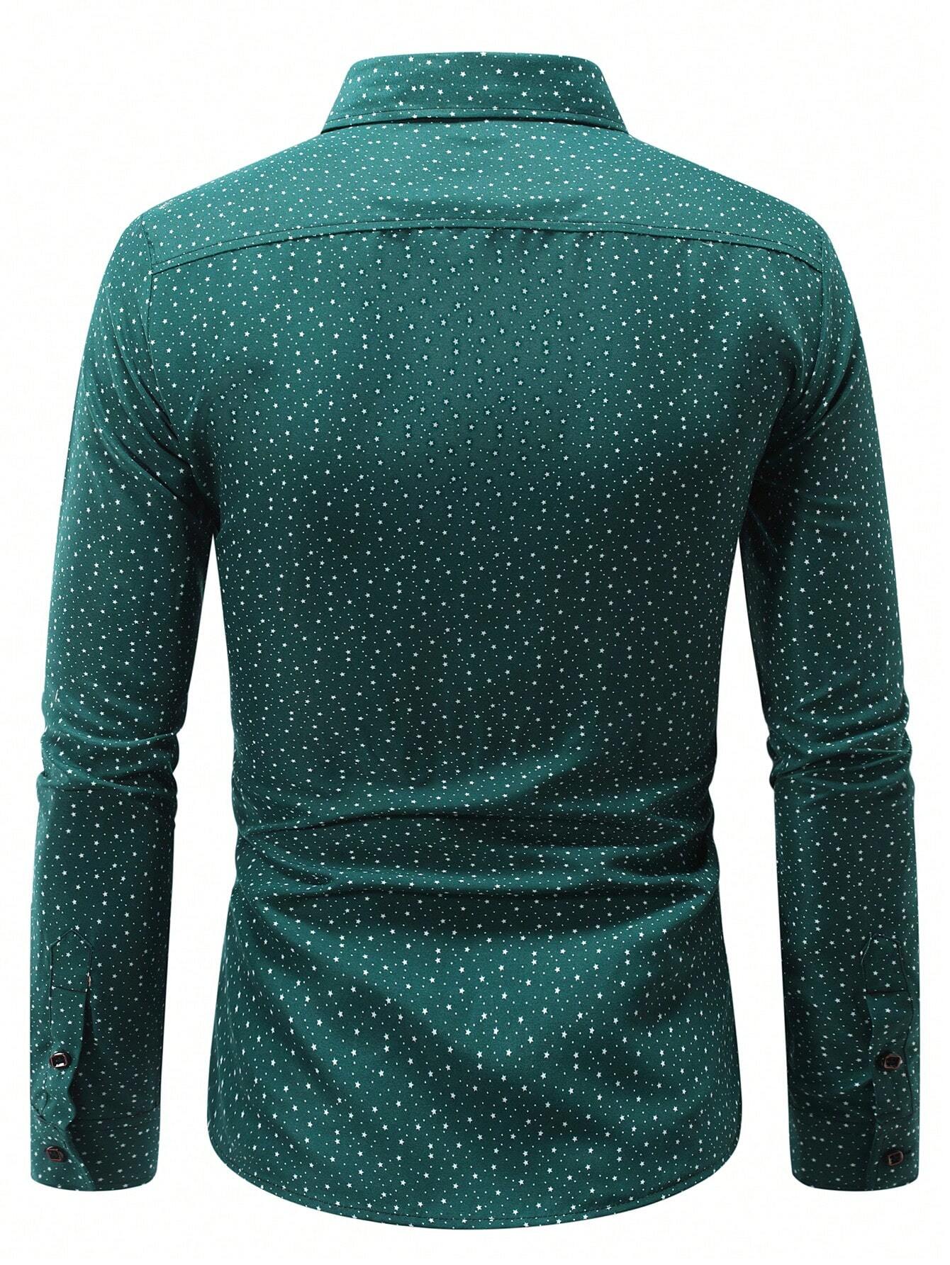 Camisa De Manga Larga Para Hombre Con Estampado Completo De Estrellas - Imagen 2