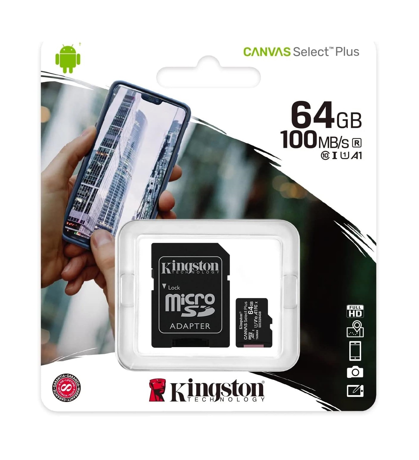 71lUbAkuOTL._AC_SL1500_ MicroSD Kingston Canvas Select Plus de 100 MB/s (64GB, 128GB, 256GB) - Imagen 1