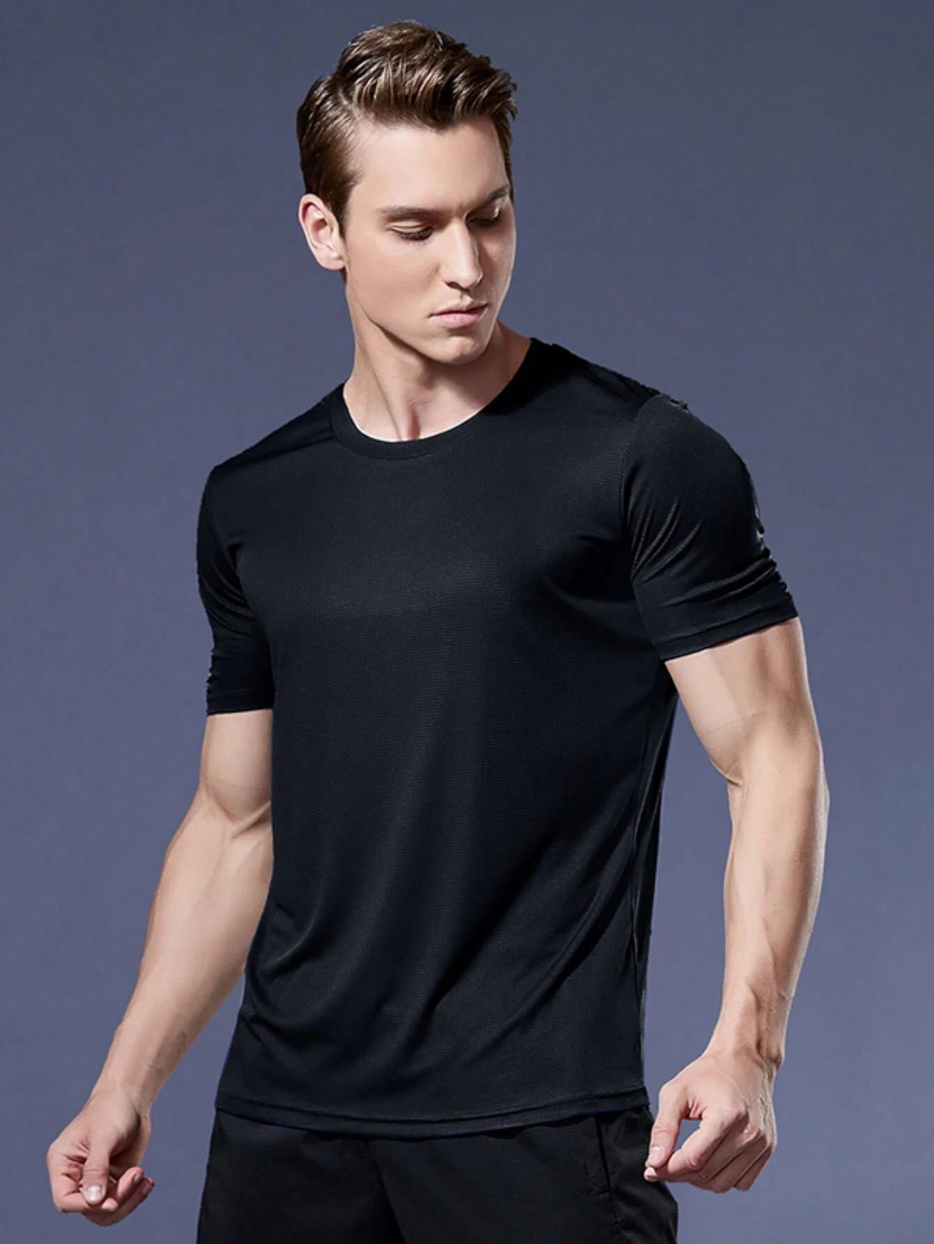 Camiseta_Suelta_De_Manga_Corta_ Camiseta Suelta De Manga Corta De Punto Para Hombres - Imagen 1