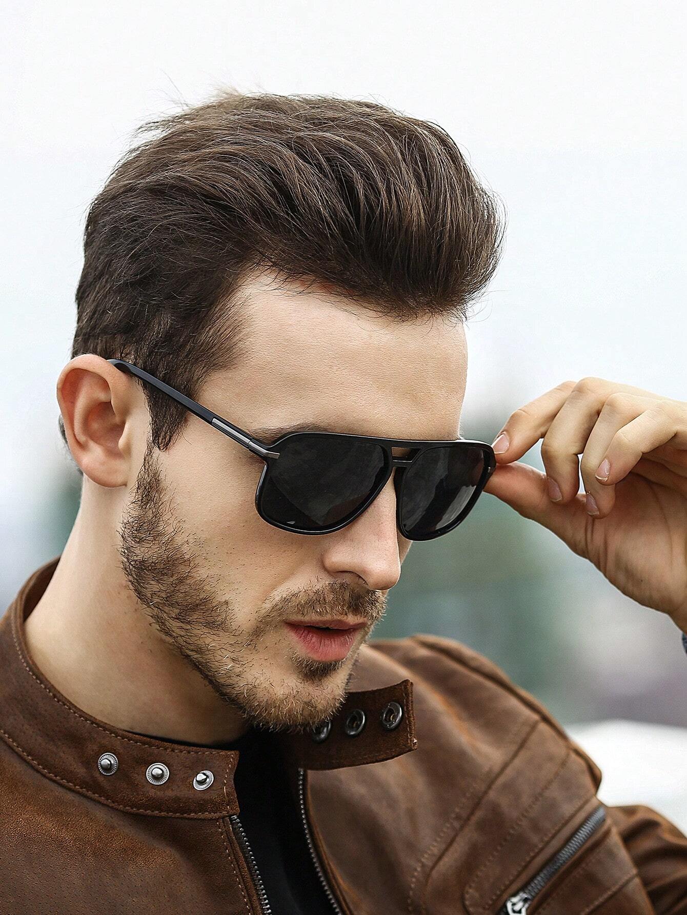 Gafas de sol para hombre con marco superior de plástico en estilo urbano, perfectas para sombra exterior, gafas de sol casuales - Imagen 1