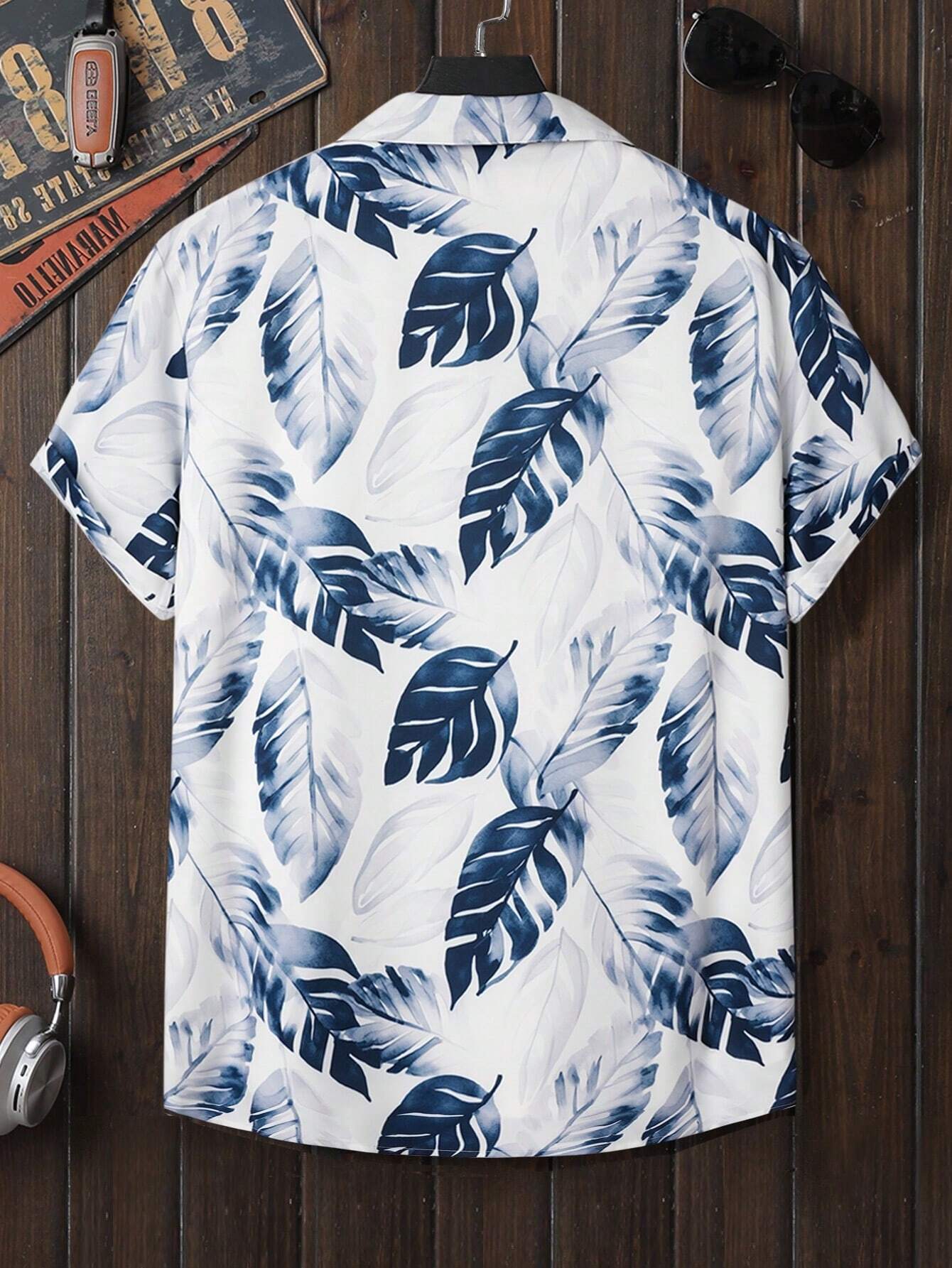 Camisa con estampado tropical sin camiseta - Imagen 2