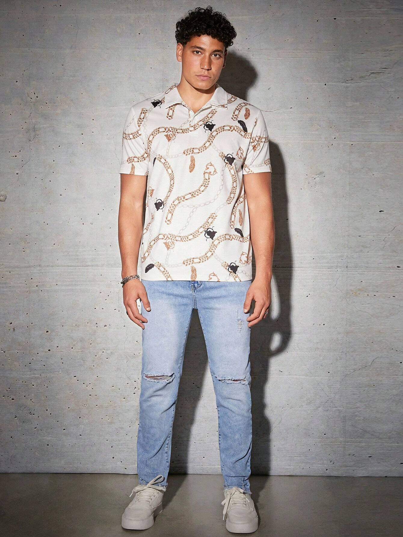 Jeans Desgastados Con Corte Regular Para Hombre, Con Tiro Medio - Imagen 4