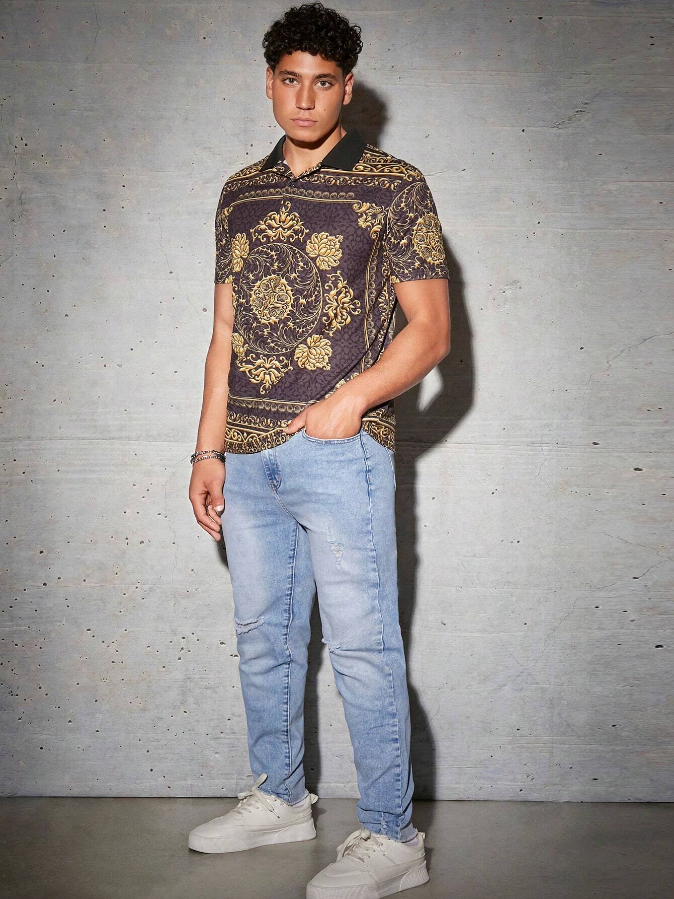 Jeans Desgastados Con Corte Regular Para Hombre, Con Tiro Medio - Imagen 5
