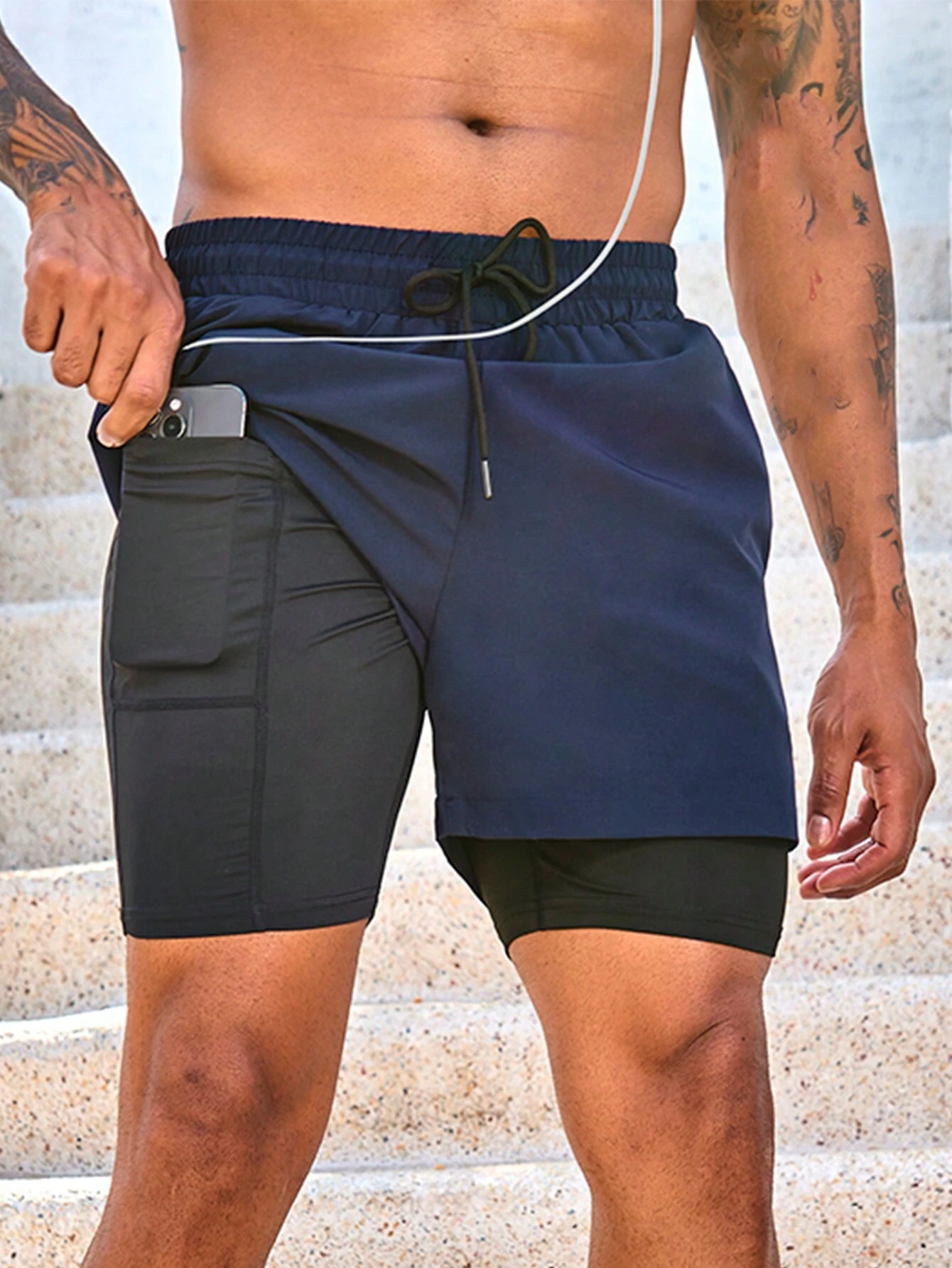 Manfinity_Sport_Corelite_Shorts_Deportivos_Masculinos_Con_Cintura_Con_Cordn_Y_Bolsillo__SHEIN_USA_main_0 Shorts Deportivos Masculinos Con Cintura Con Cordón Y Bolsillo - Imagen 1