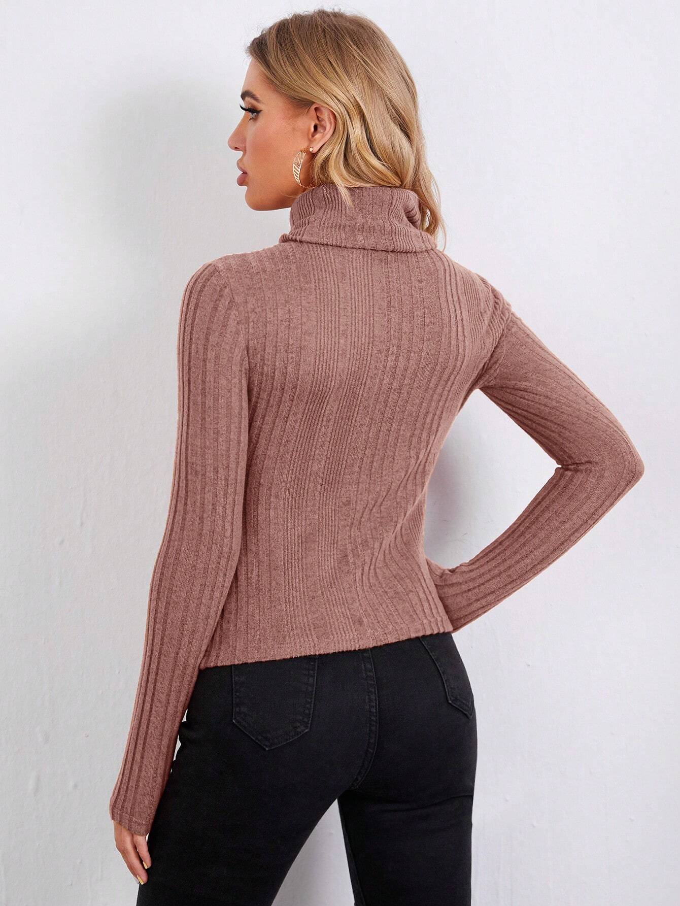 Camiseta cuello alto tejido de canalé - Imagen 2
