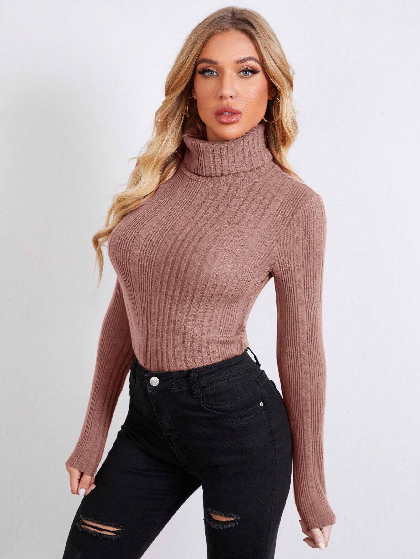 Camiseta cuello alto tejido de canalé - Imagen 4