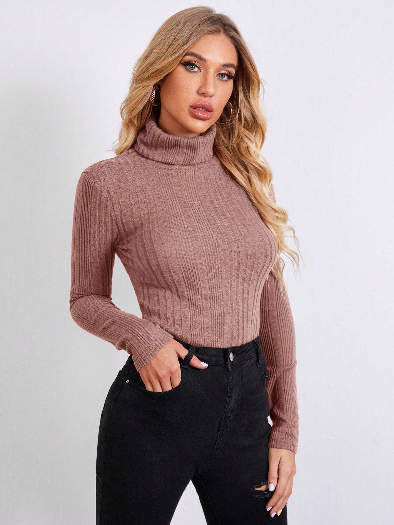 Camiseta cuello alto tejido de canalé - Imagen 3