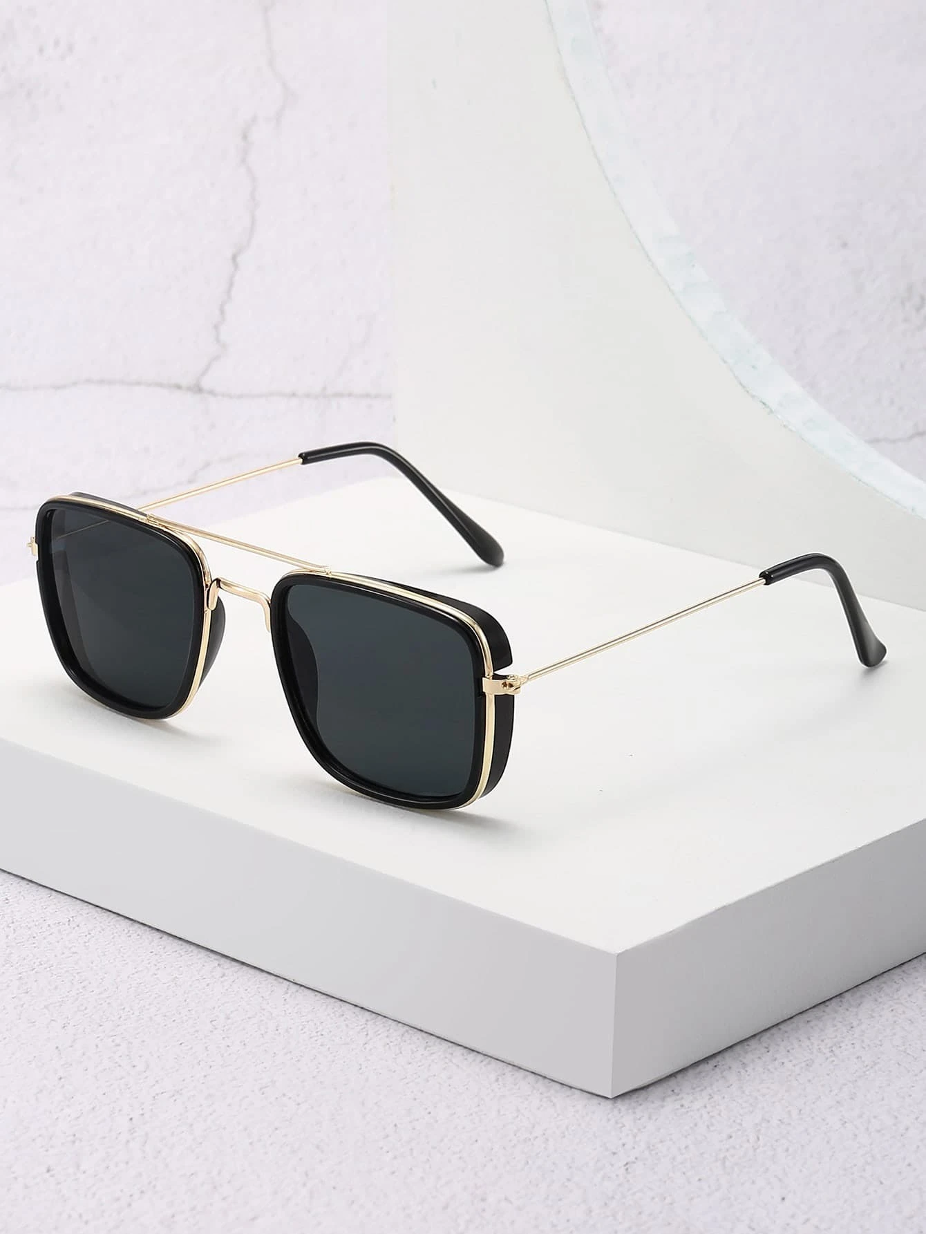 1 par de gafas de aviador de barra superior de moda para hombres para la vida diaria, elegantes accesorios de sombreado, accesorios de playa, gafas de sol - Imagen 1