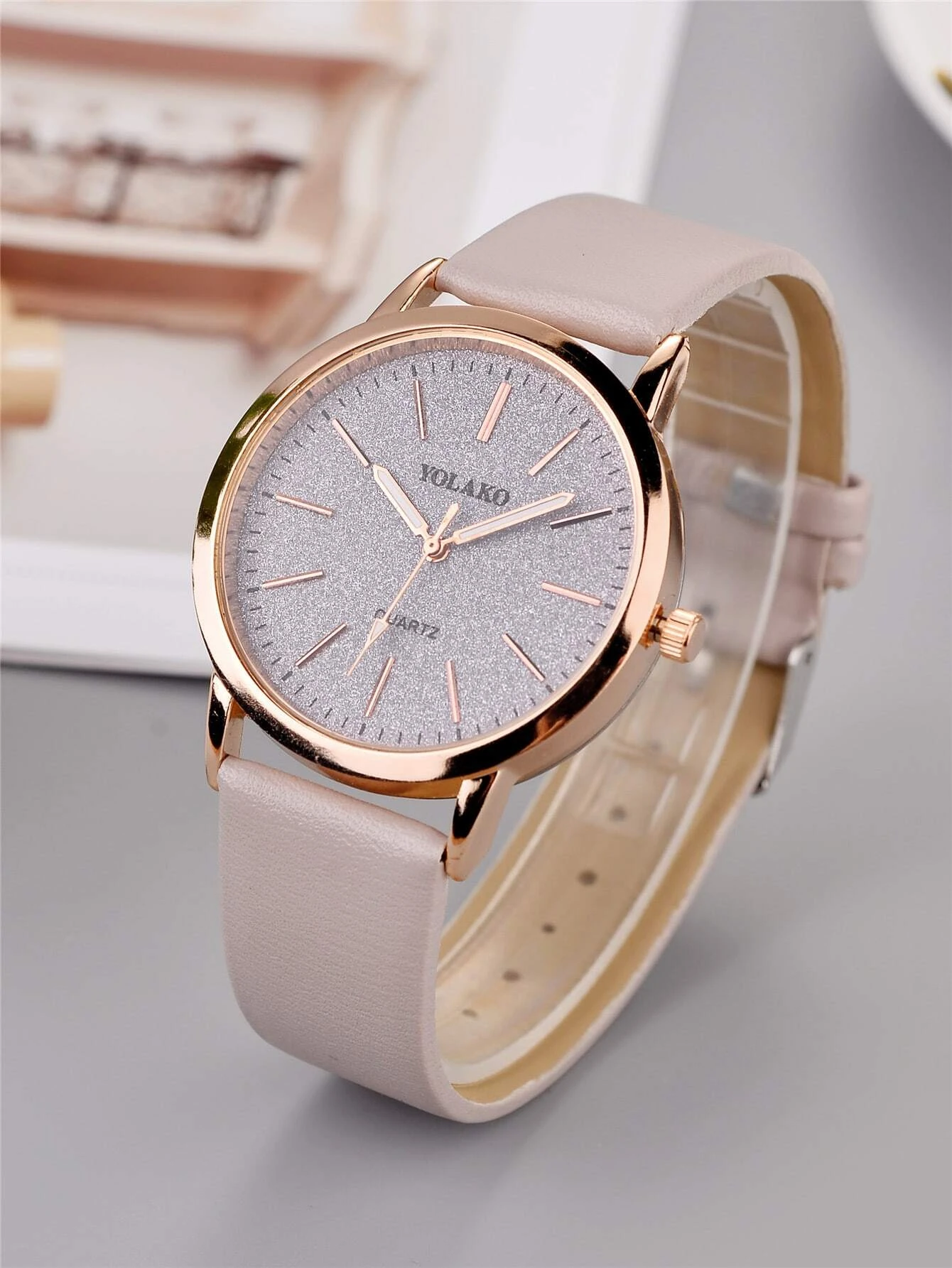 Reloj de mujer clásico de moda de piel sintética, reloj de cuarzo casual con esfera de cielo estrellado - Imagen 1