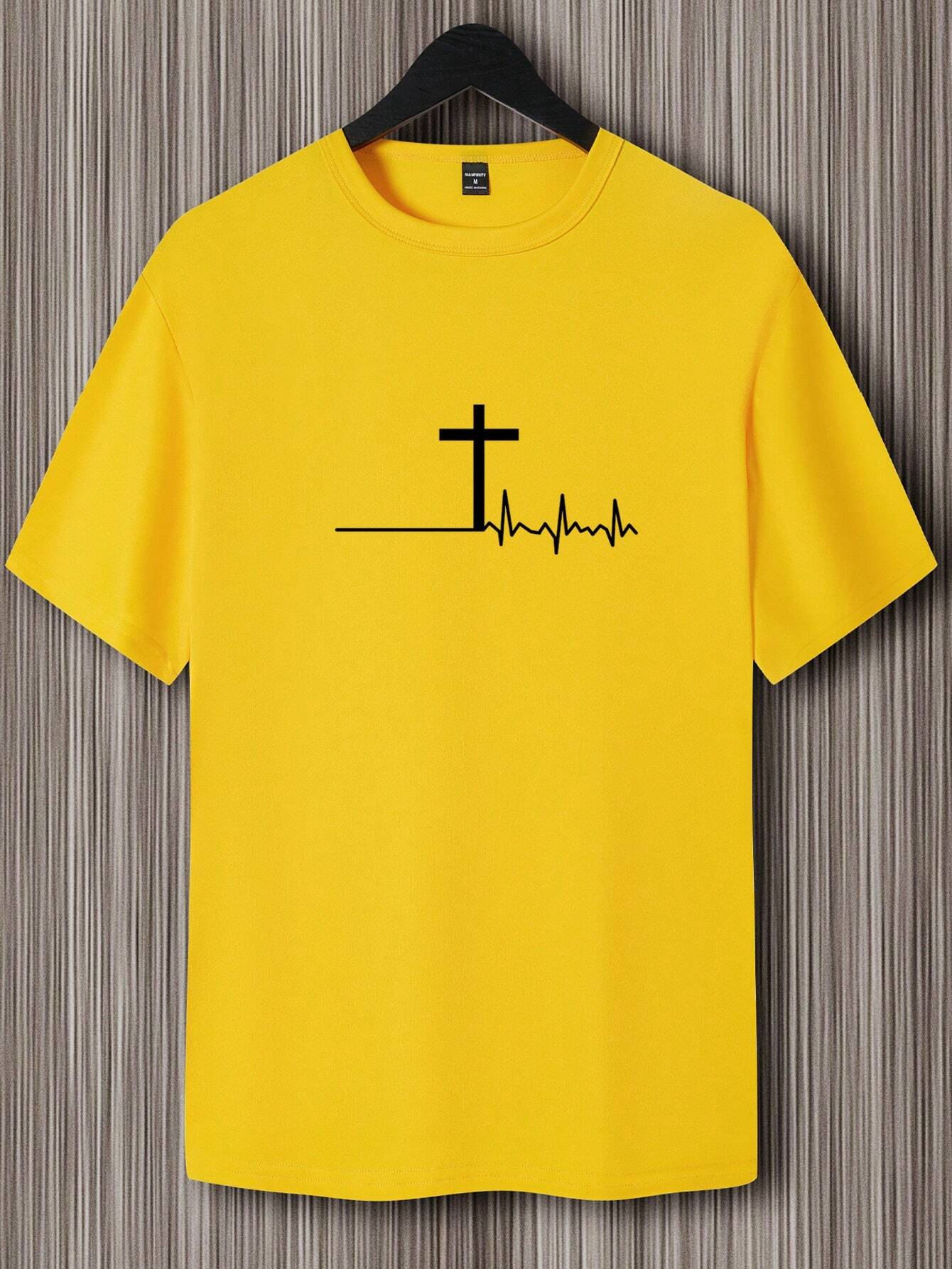 Camiseta Casual De Manga Corta De Verano Con Estampado De Cruz Para Hombre - Imagen 6