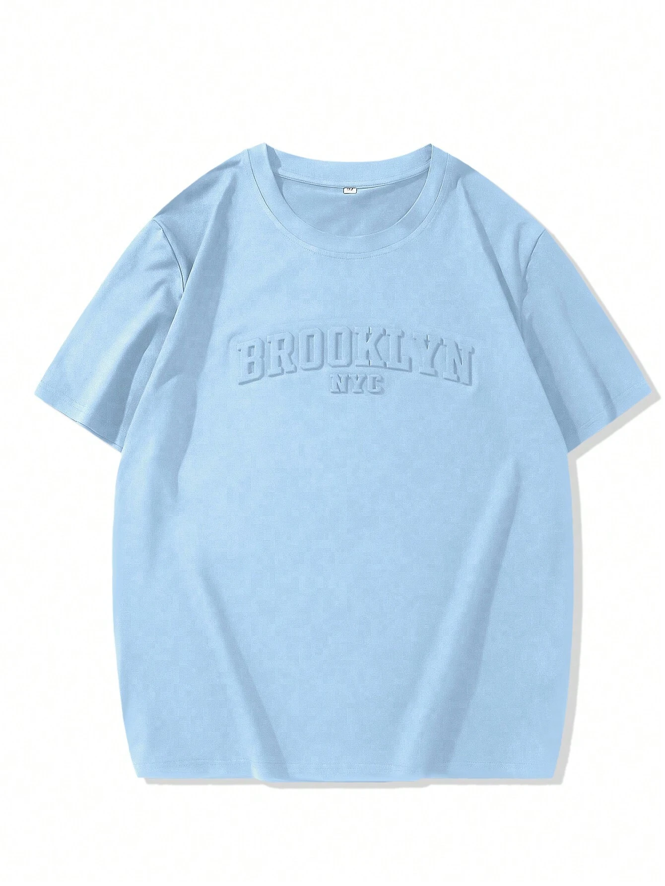Camiseta casual de manga corta con cuello redondo para hombre con estampado en relieve de letras para verano - Imagen 2
