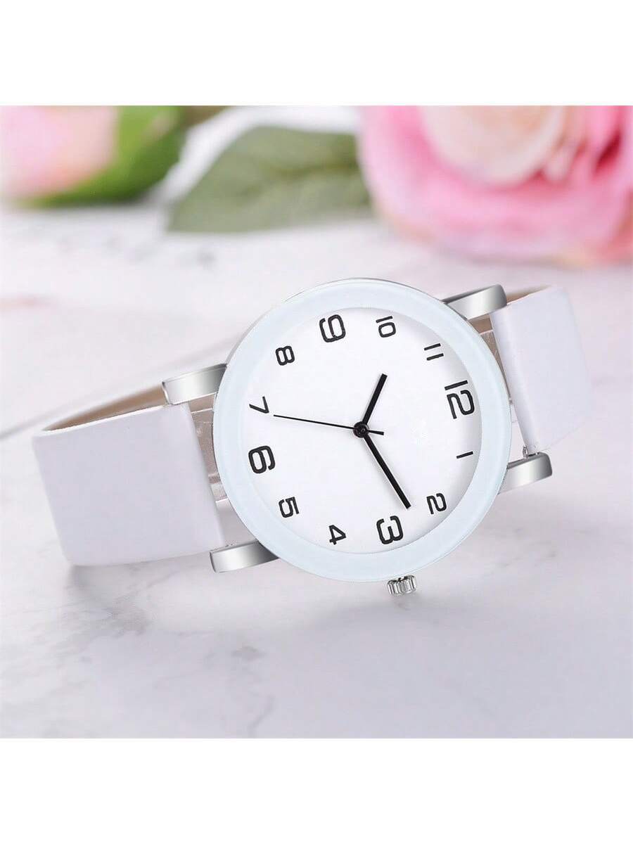 Reloj de cuarzo redondo con correa de PU informal a la moda para mujer - Imagen 3