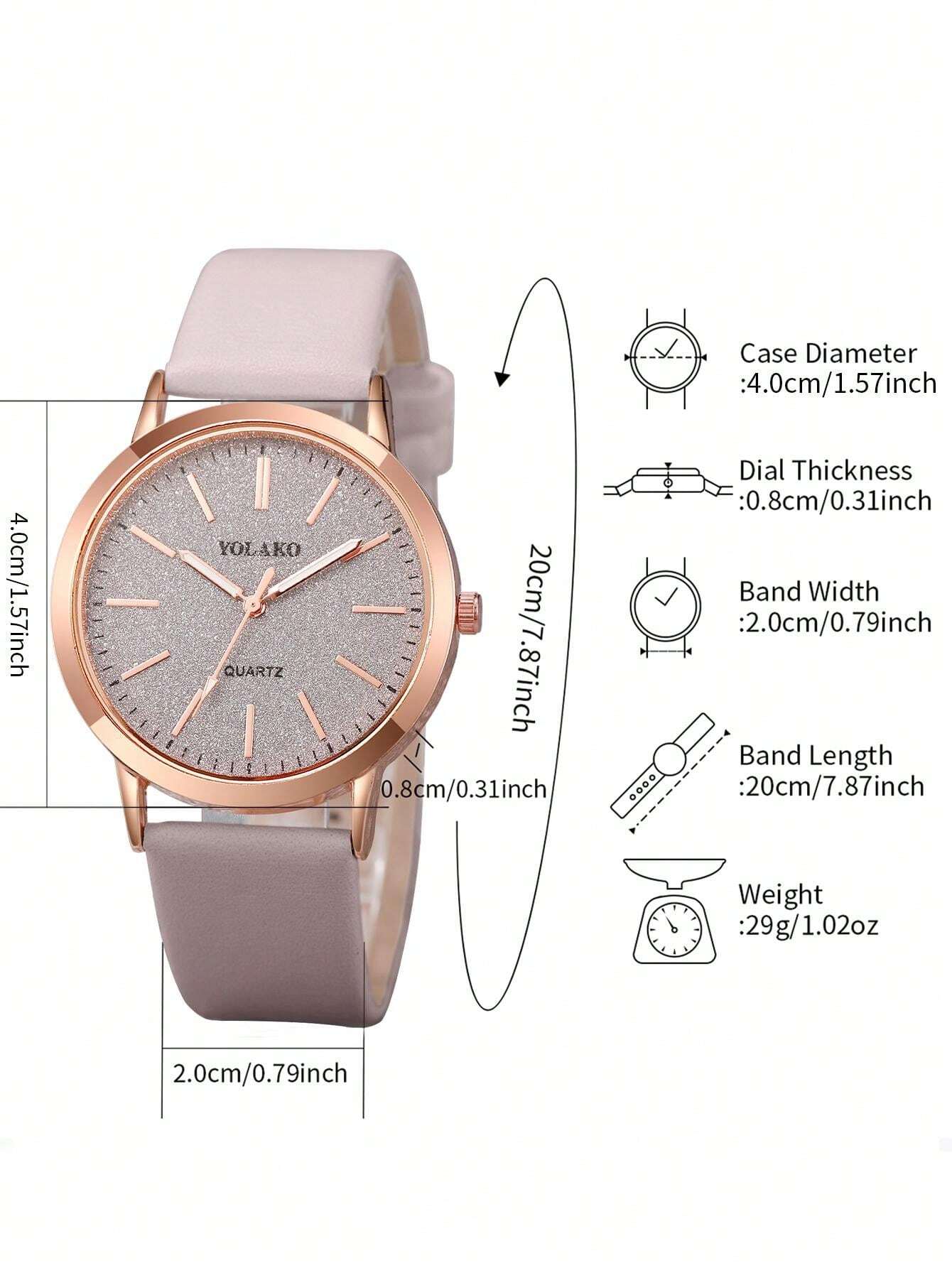 Reloj de pulsera de cuarzo minimalista de moda con esfera y banda, y pulsera con forma de corazón - Imagen 5