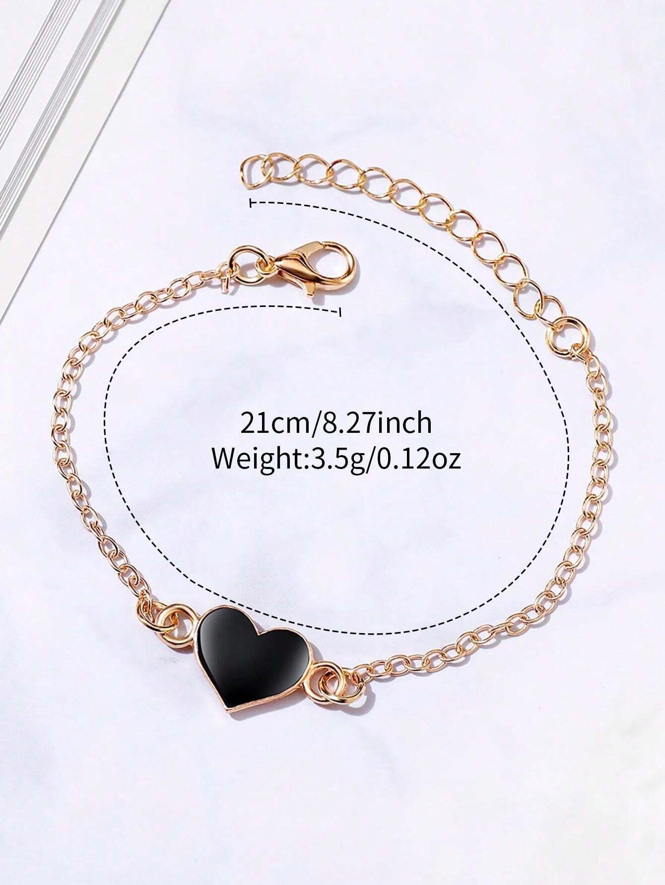 Reloj de pulsera de cuarzo minimalista de moda con esfera y banda, y pulsera con forma de corazón - Imagen 4