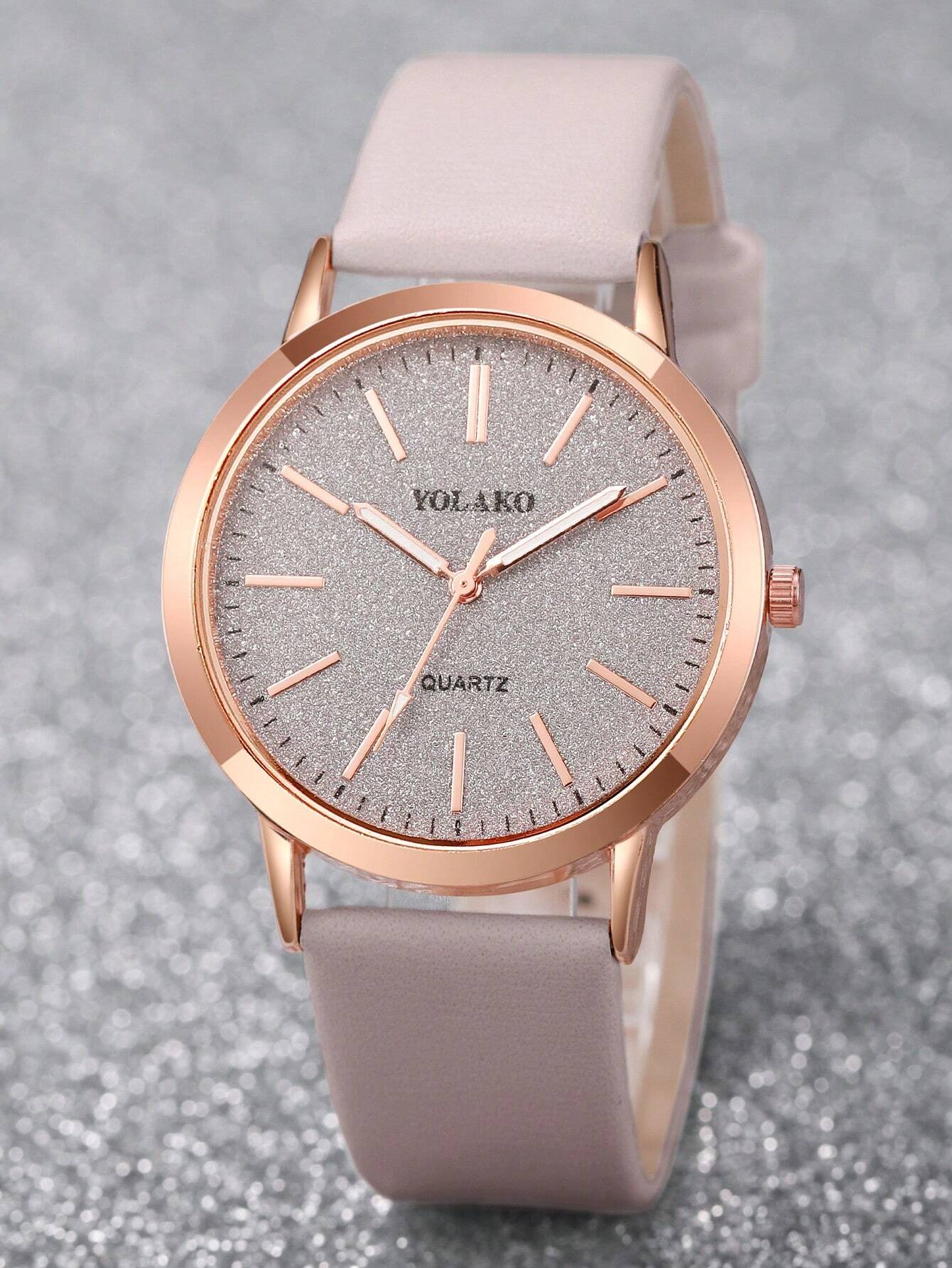 Reloj de pulsera de cuarzo minimalista de moda con esfera y banda, y pulsera con forma de corazón - Imagen 2