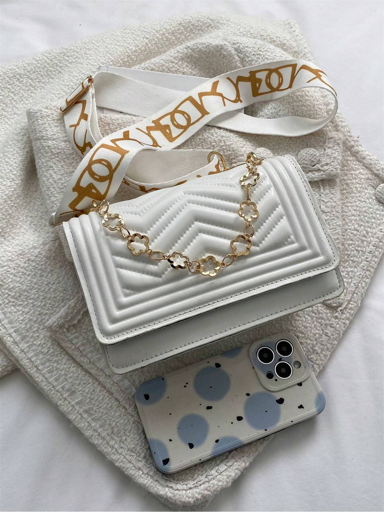 1 Bolsa Cruzada De Hilo Blanco Con Decoración De Cadena De Moda, Perfecta Para El Uso Diario De Mujeres - Imagen 6