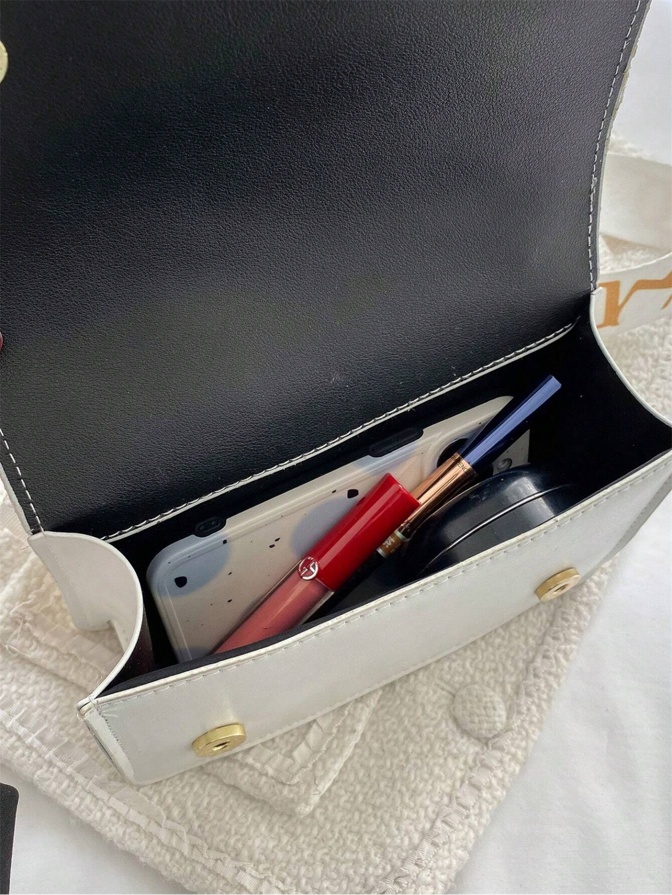 1 Bolsa Cruzada De Hilo Blanco Con Decoración De Cadena De Moda, Perfecta Para El Uso Diario De Mujeres - Imagen 8