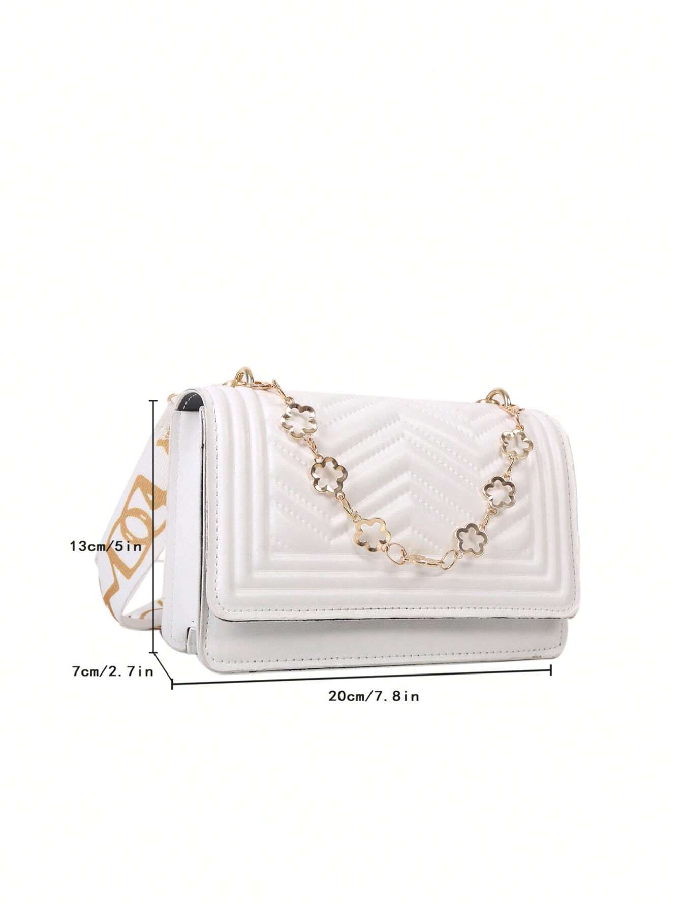 1 Bolsa Cruzada De Hilo Blanco Con Decoración De Cadena De Moda, Perfecta Para El Uso Diario De Mujeres - Imagen 7