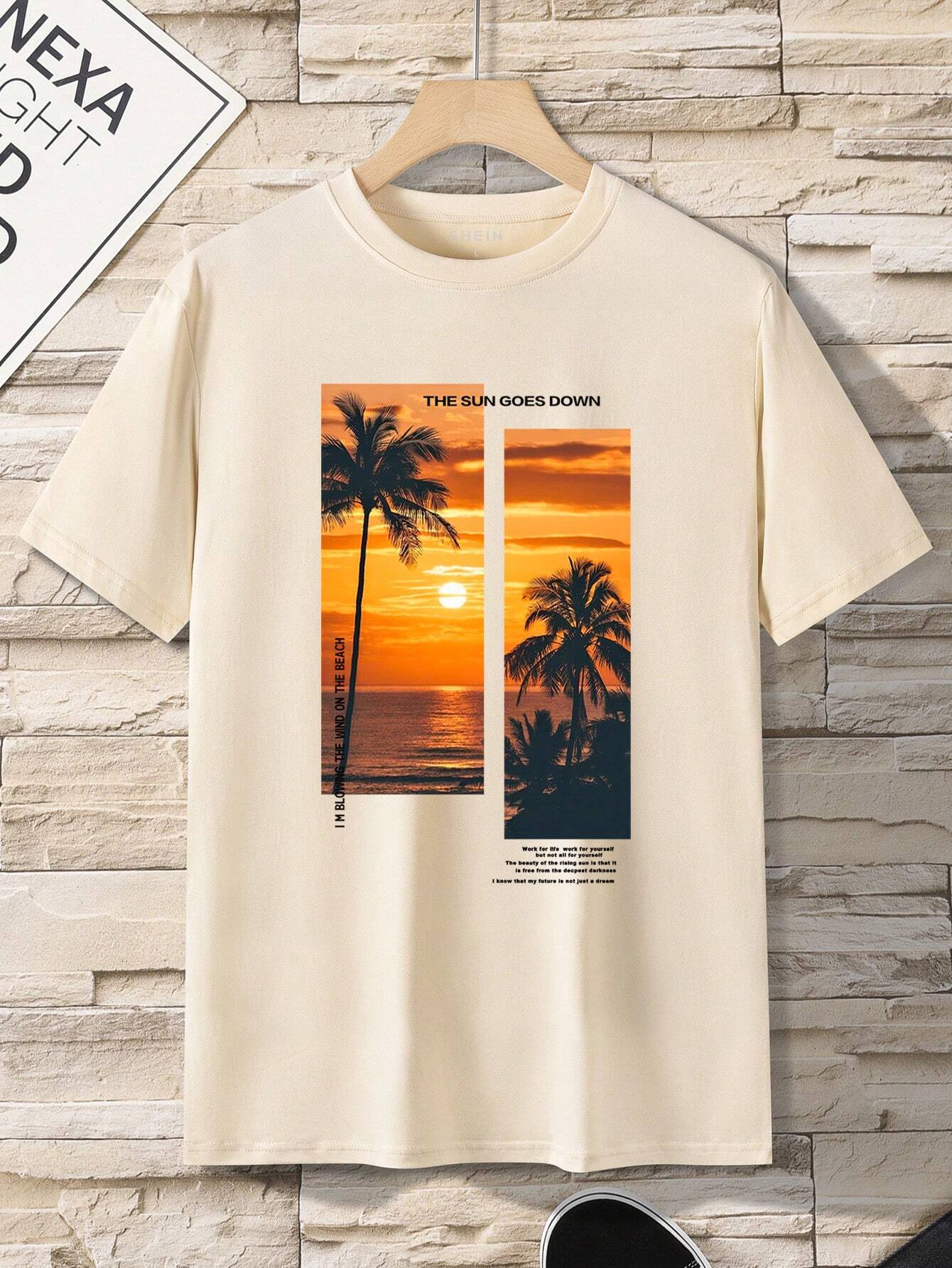 Manfinity_Dauomo_Hombres_Camiseta_con_estampado_tropical_con_slogan__SHEIN_USA_main_0 Camiseta con estampado tropical con slogan - Imagen 1