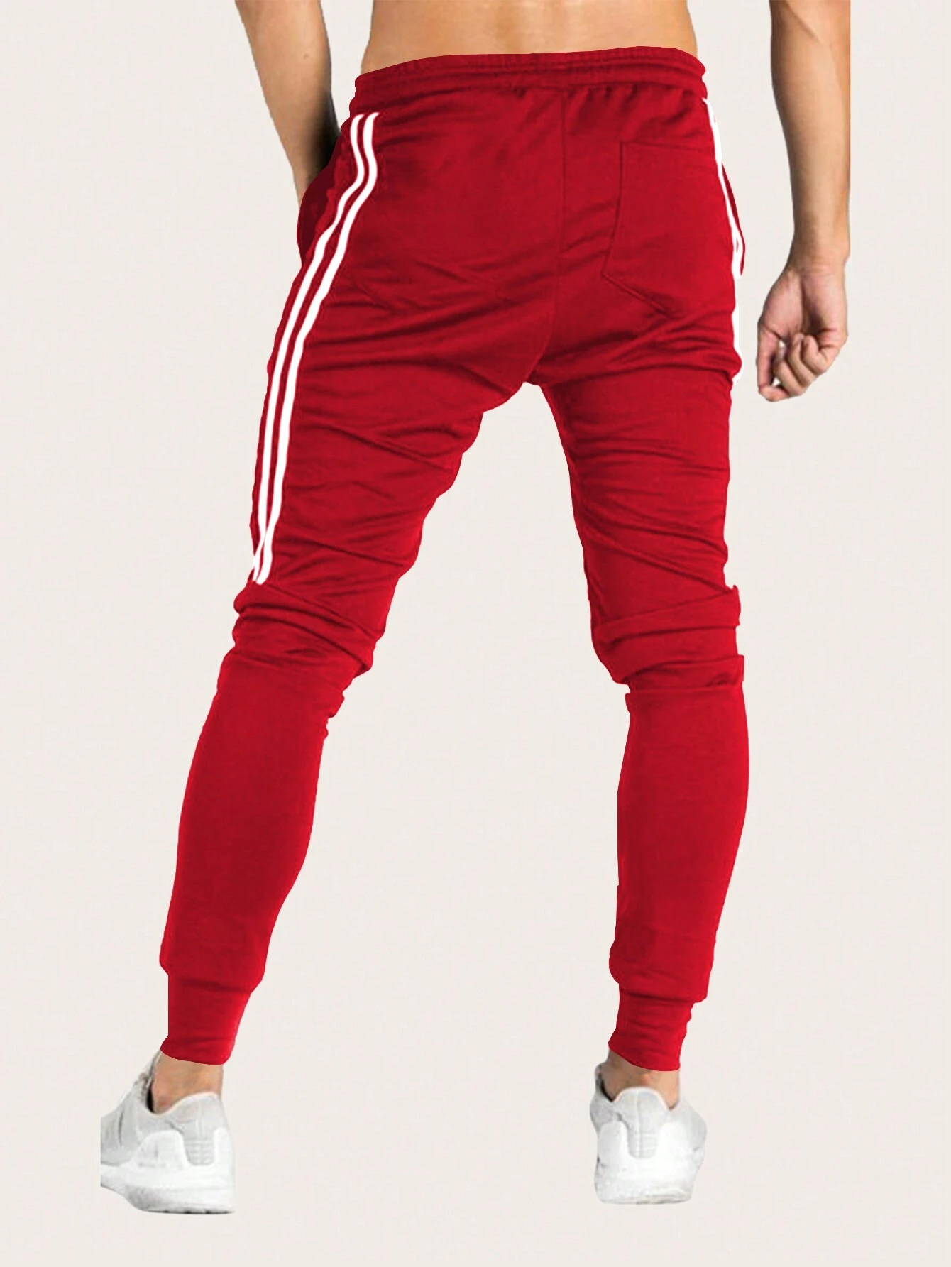 Sudadera Para Hombre Con Cintura Ajustable Con Cordón Y Detalle De Cinta Lateral De Contraste - Imagen 2