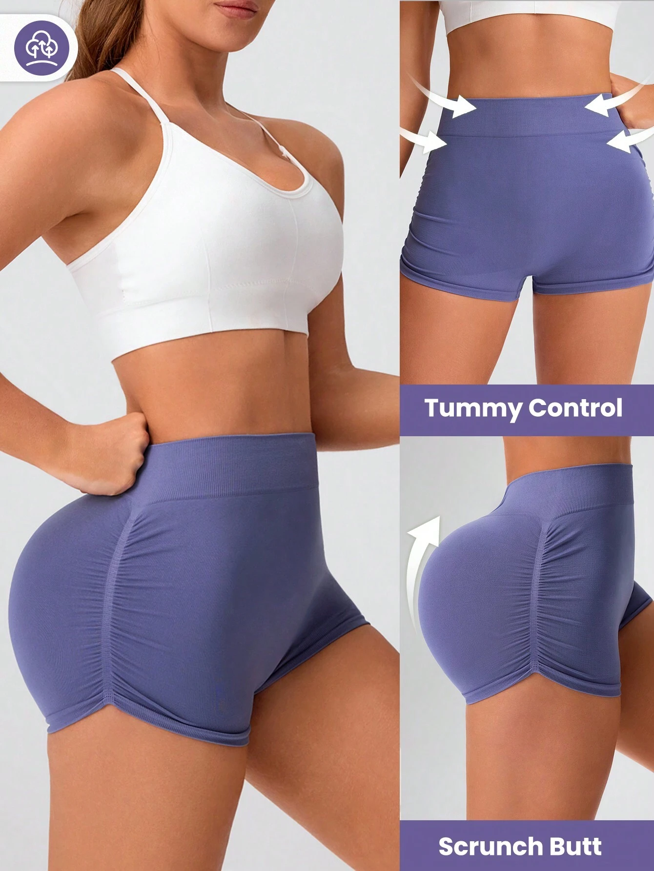 Shorts deportivos de compresión sin costuras de unicolor de verano, adecuados para yoga y ejercicio - Imagen 3