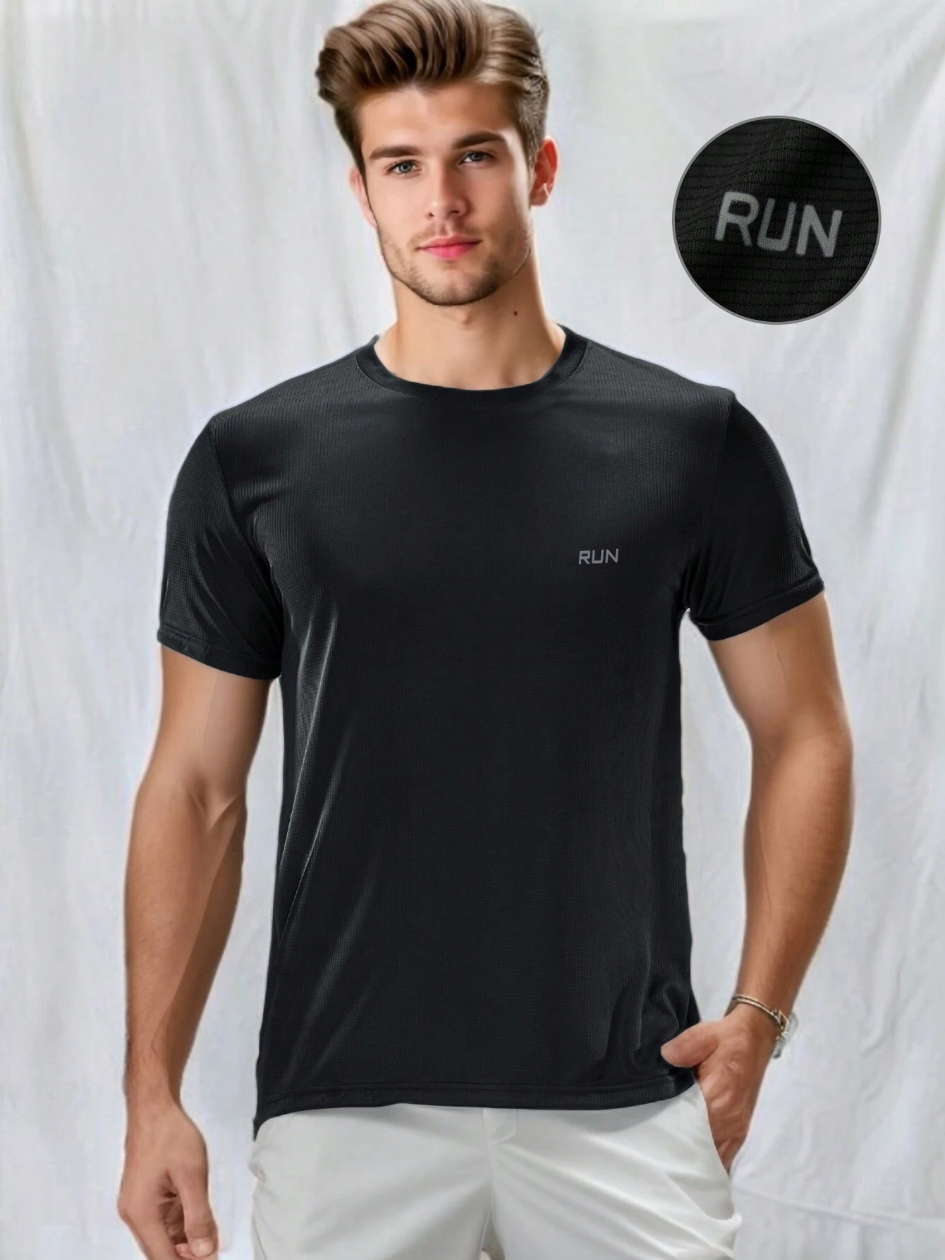 Ropa_deportiva_para_hombre_conjunto_deportivo_casual_de_moda_camiseta_y_pantalones_cortos_conjunto_de_entrenamiento_ultra_fino__SHEIN_USA_main_0 Ropa deportiva para hombre, camiseta ultra fina - Imagen 1