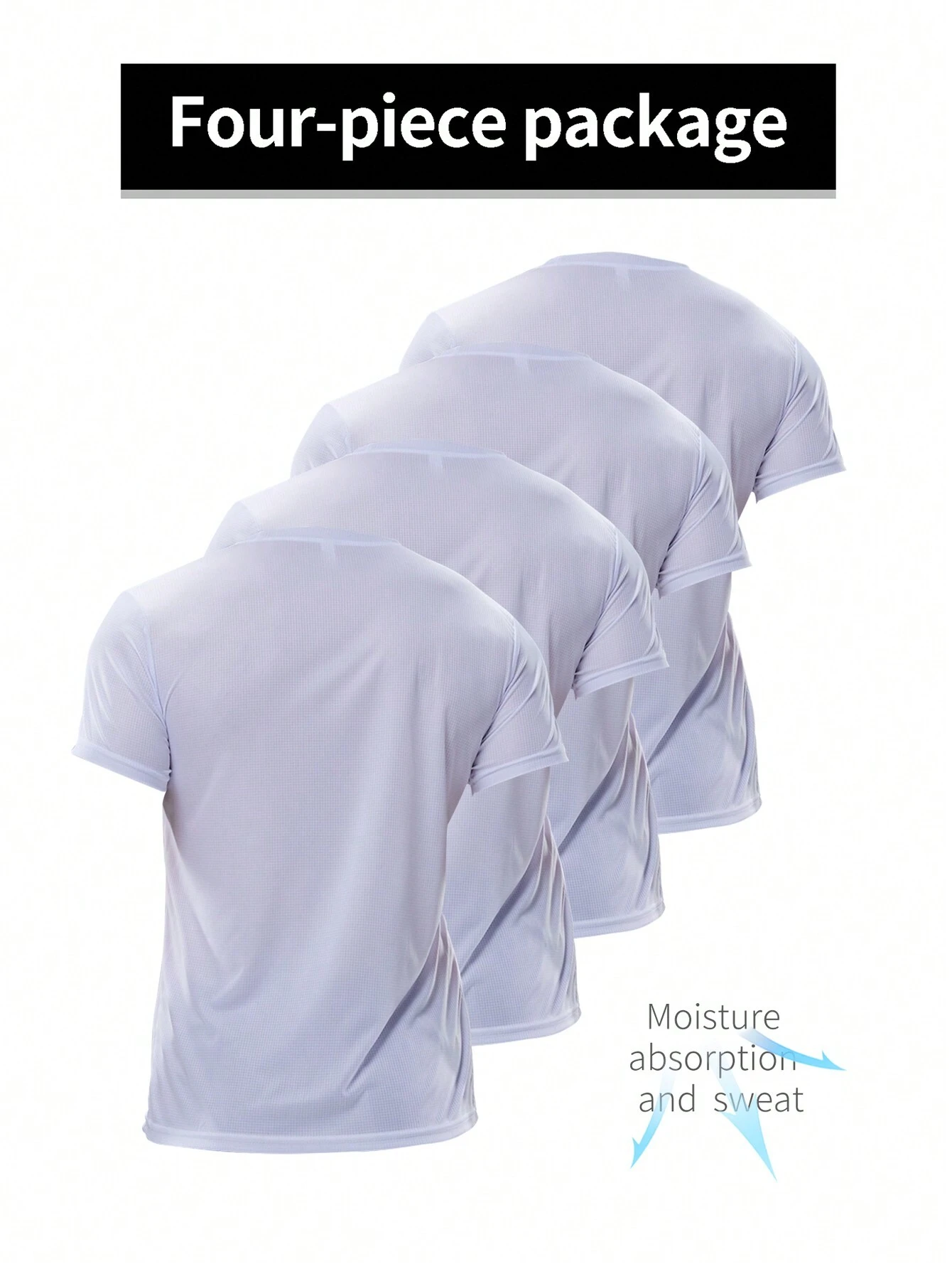 Set de 4 camisetas deportivas de manga corta ultraligeras y transpirables, cuello redondo - Imagen 2