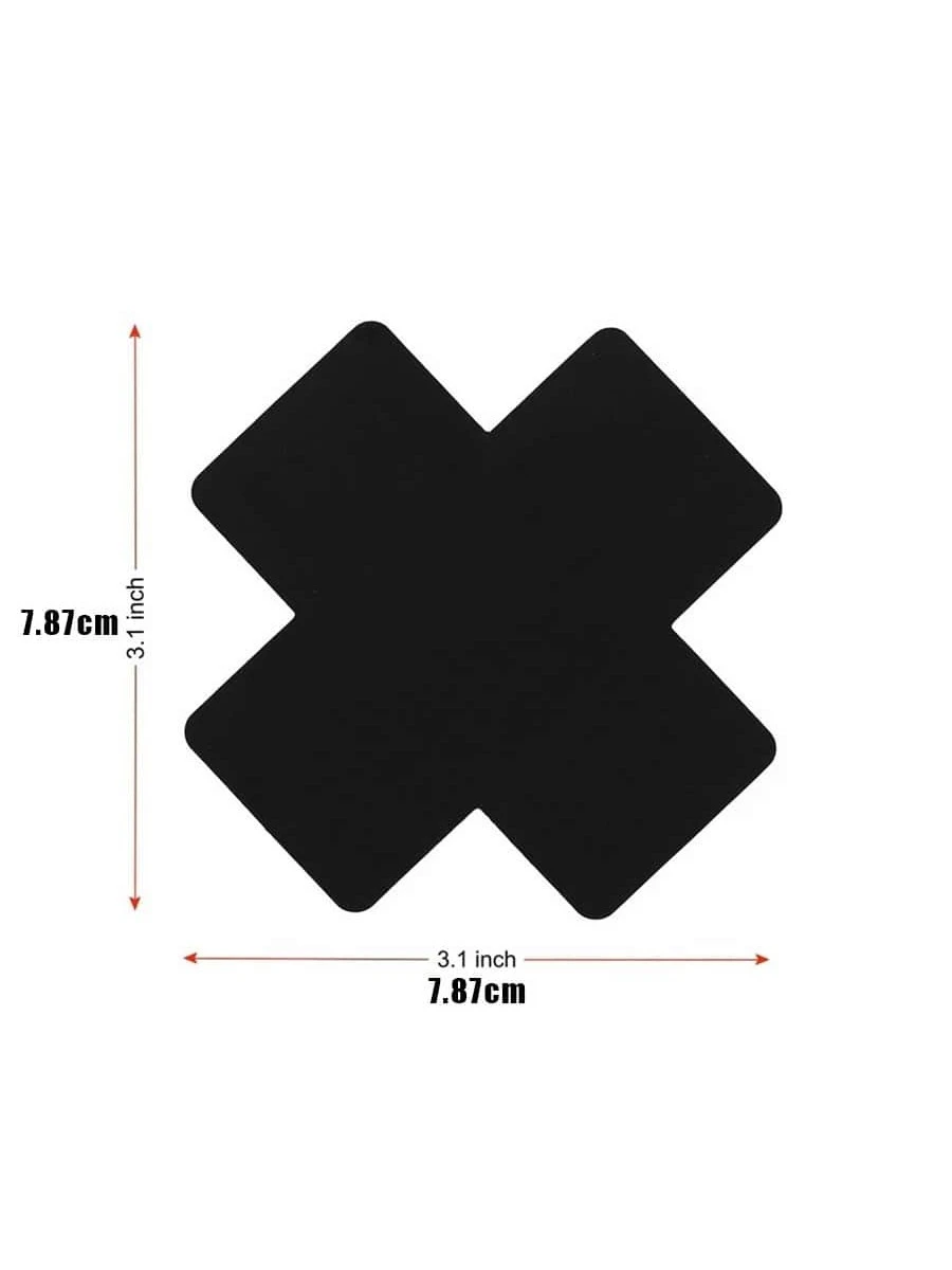 20 Piezas Cubiertas Para Pezones Desechables De Satén Autoadhesivos En Forma De Cruz Negra - Imagen 3