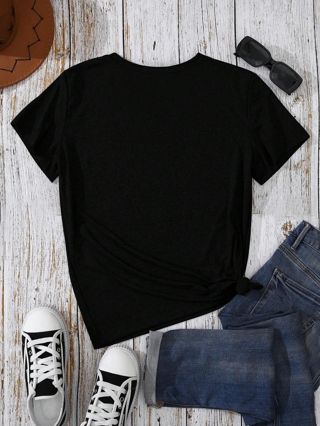 Camiseta de mujer con estampado de corazón y mangas cortas - Imagen 2