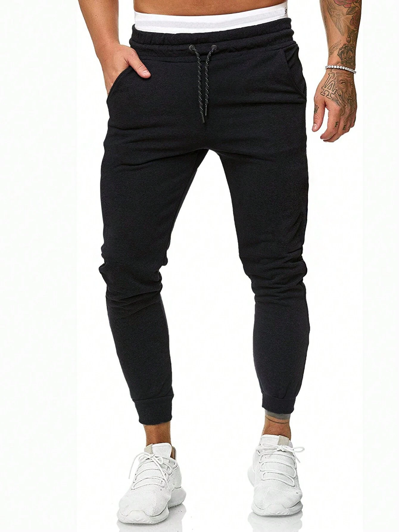 Manfinity_Homme_Pantalones_De_Chndal_Para_Hombres_Con_Cintura_Elstica_Y_Ajustable_Sueltos_Y_Slidos__SHEIN_USA_main_0 Pantalones De Chándal Para Hombres Con Cintura Elástica Y Ajustable, Sueltos Y Sólidos - Imagen 1