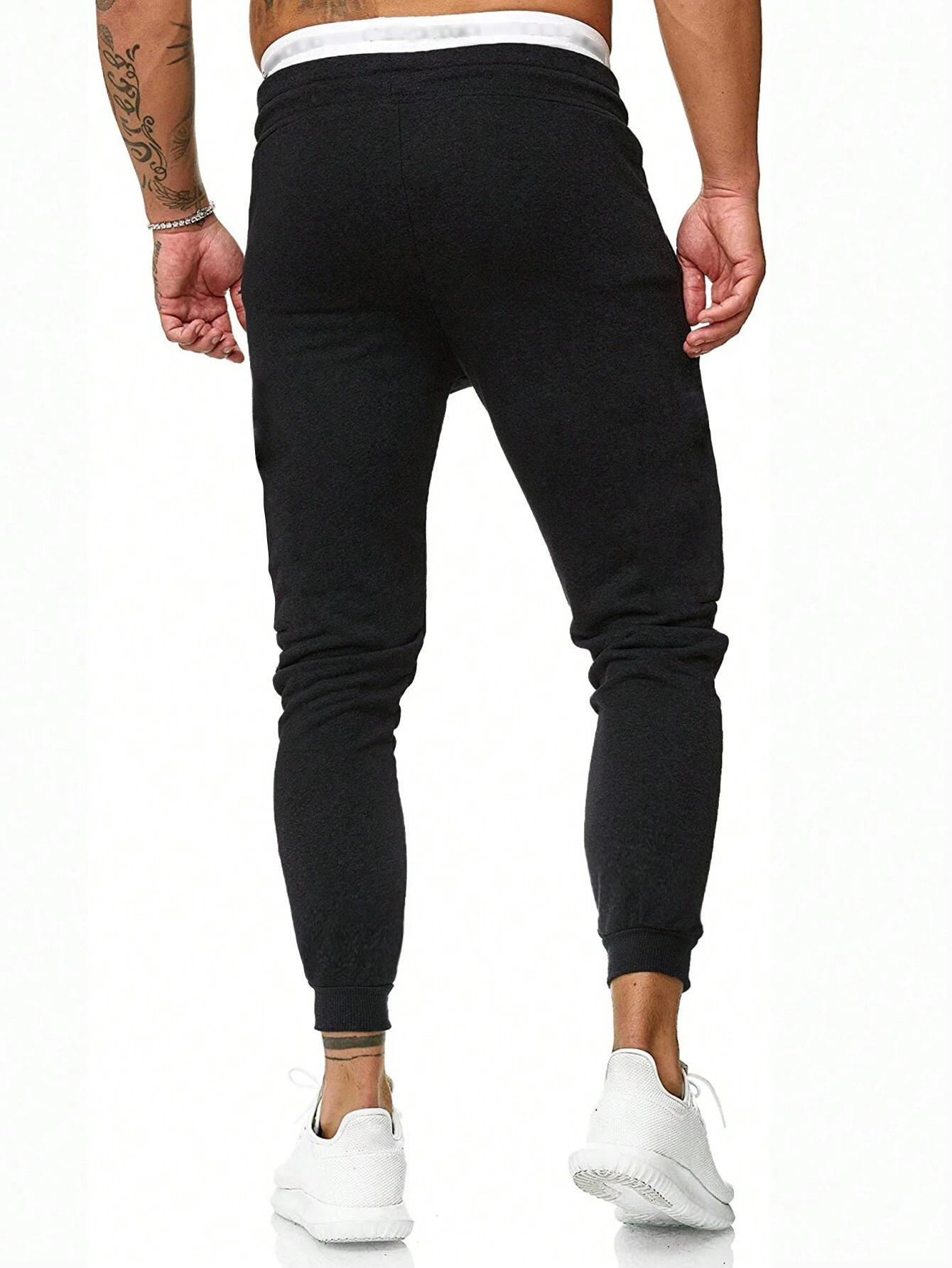Pantalones De Chándal Para Hombres Con Cintura Elástica Y Ajustable, Sueltos Y Sólidos - Imagen 2