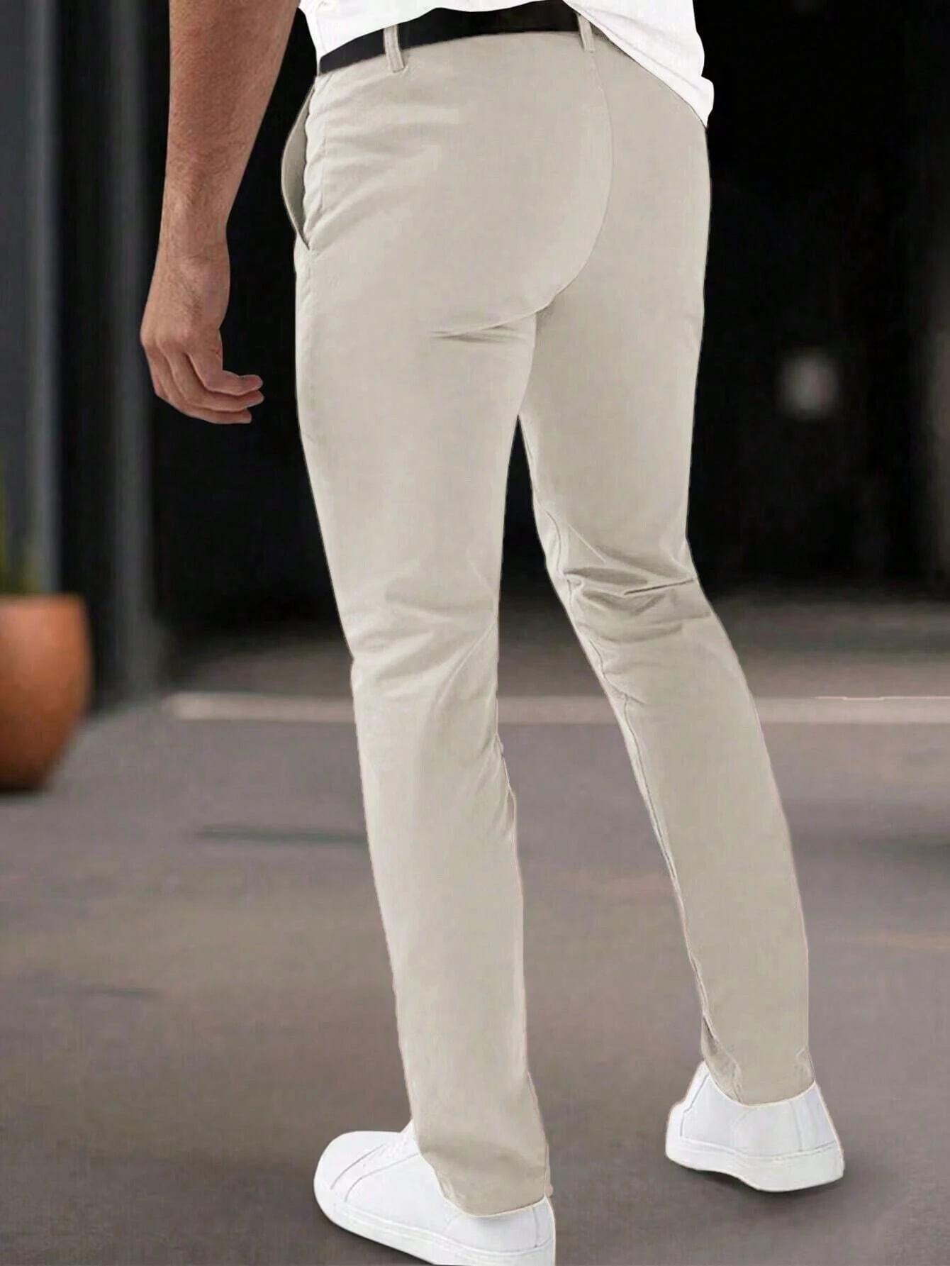Pantalones De Traje Cónicos De Color Sólido Para Hombre - Imagen 2