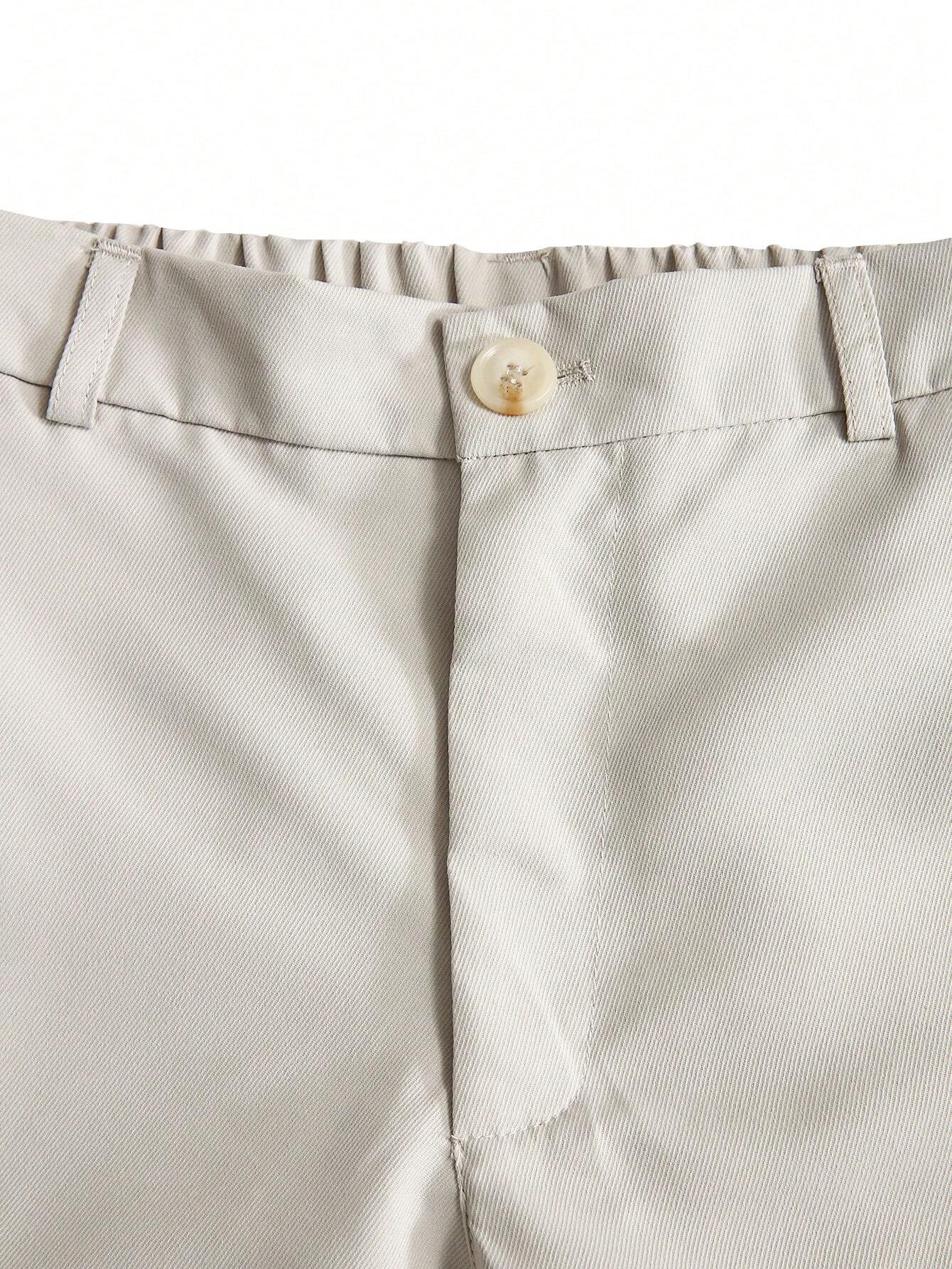 Pantalones De Traje Cónicos De Color Sólido Para Hombre - Imagen 4