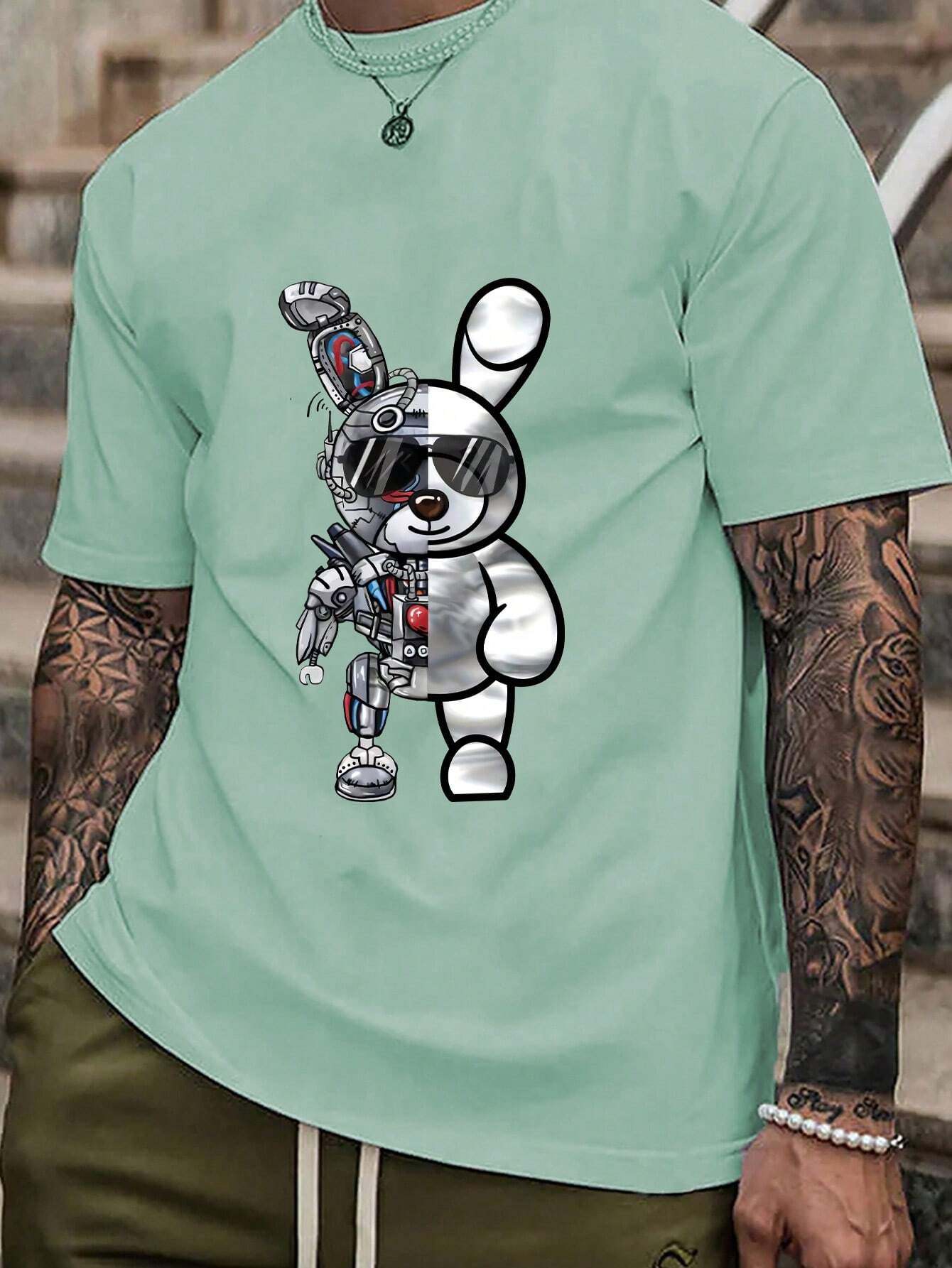 Manfinity_LEGND_Camiseta_Casual_De_Manga_Corta_Con_Estampado_De_Dibujos_Animados_Para_Hombre__SHEIN_USA_main_0 Camiseta Casual De Manga Corta Con Estampado De Dibujos Animados Para Hombre - Imagen 1