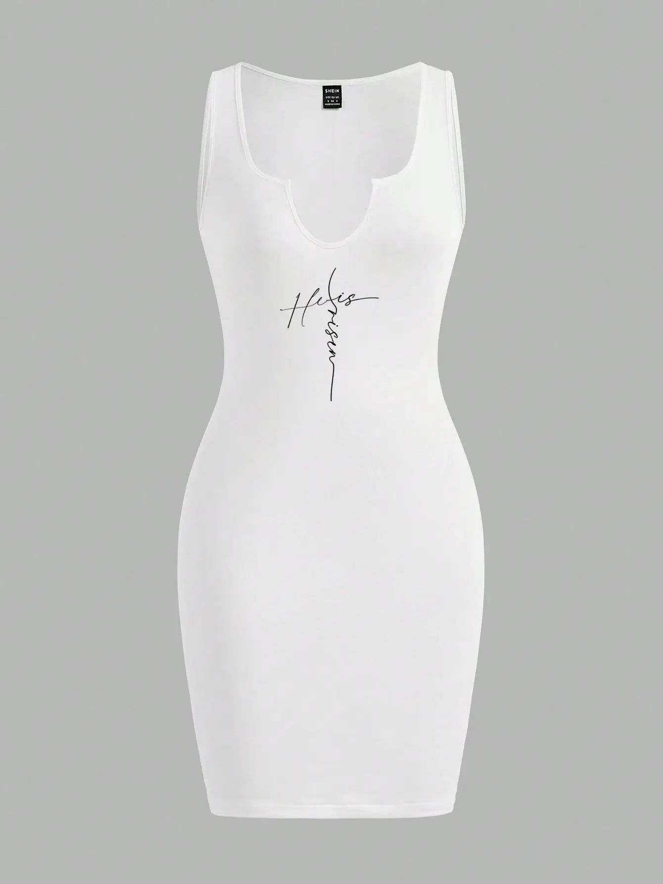 Vestido casual sin mangas para mujer estilo ajustado con patrón de impresión de letras - Imagen 4