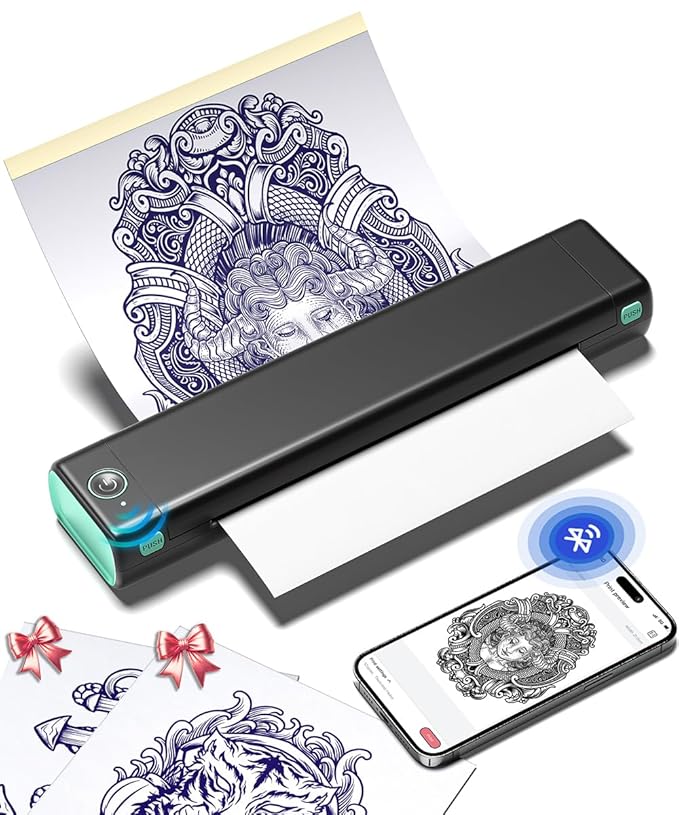 71pNpZVE6pL._SX679_.jpg Impresora Térmica Phomemo M08F - Inalámbrica para Plantillas de Tatuajes + 10 Papeles Gratis - Imagen 1