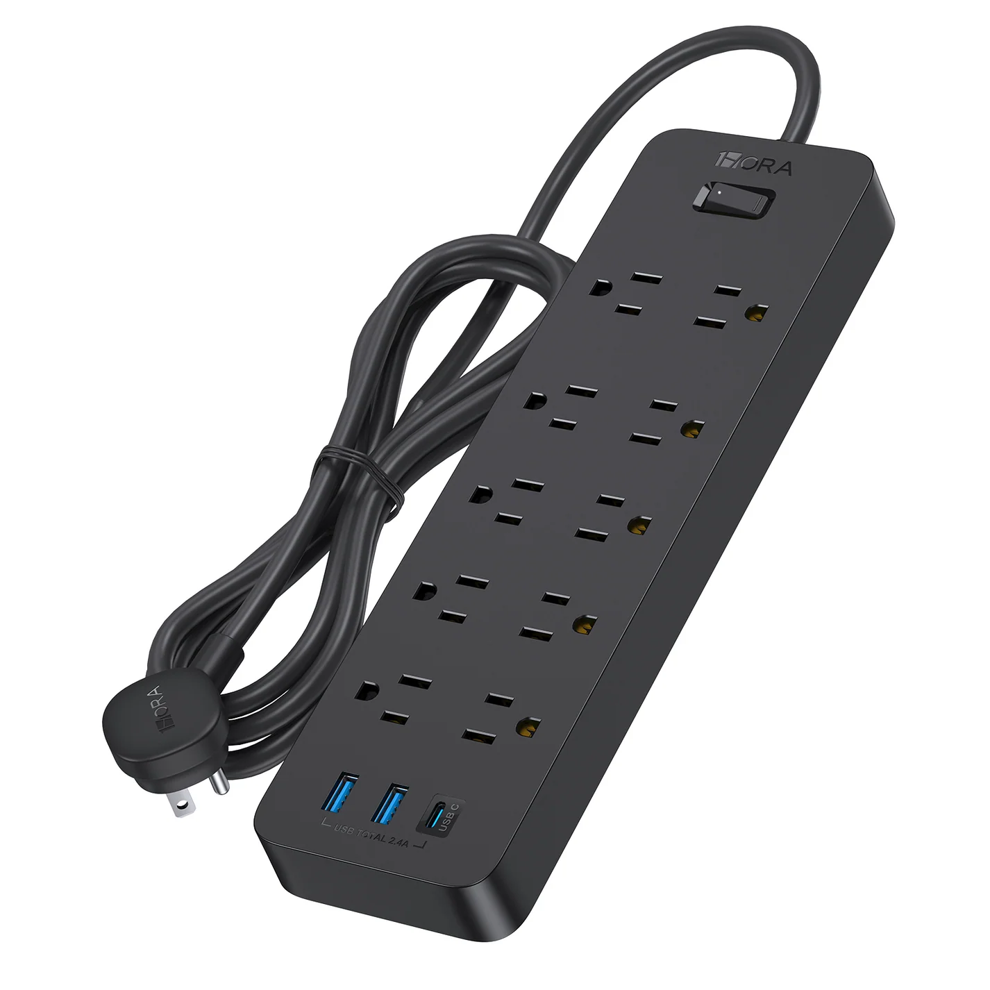 1_41d86890-15c2-4ede-8cff-74a4ff8becaa 1Hora - Regleta Inteligente MCT002 con 10 Tomacorrientes + 3 Puertos USB (2 USB-A + 1 USB-C) - Imagen 1