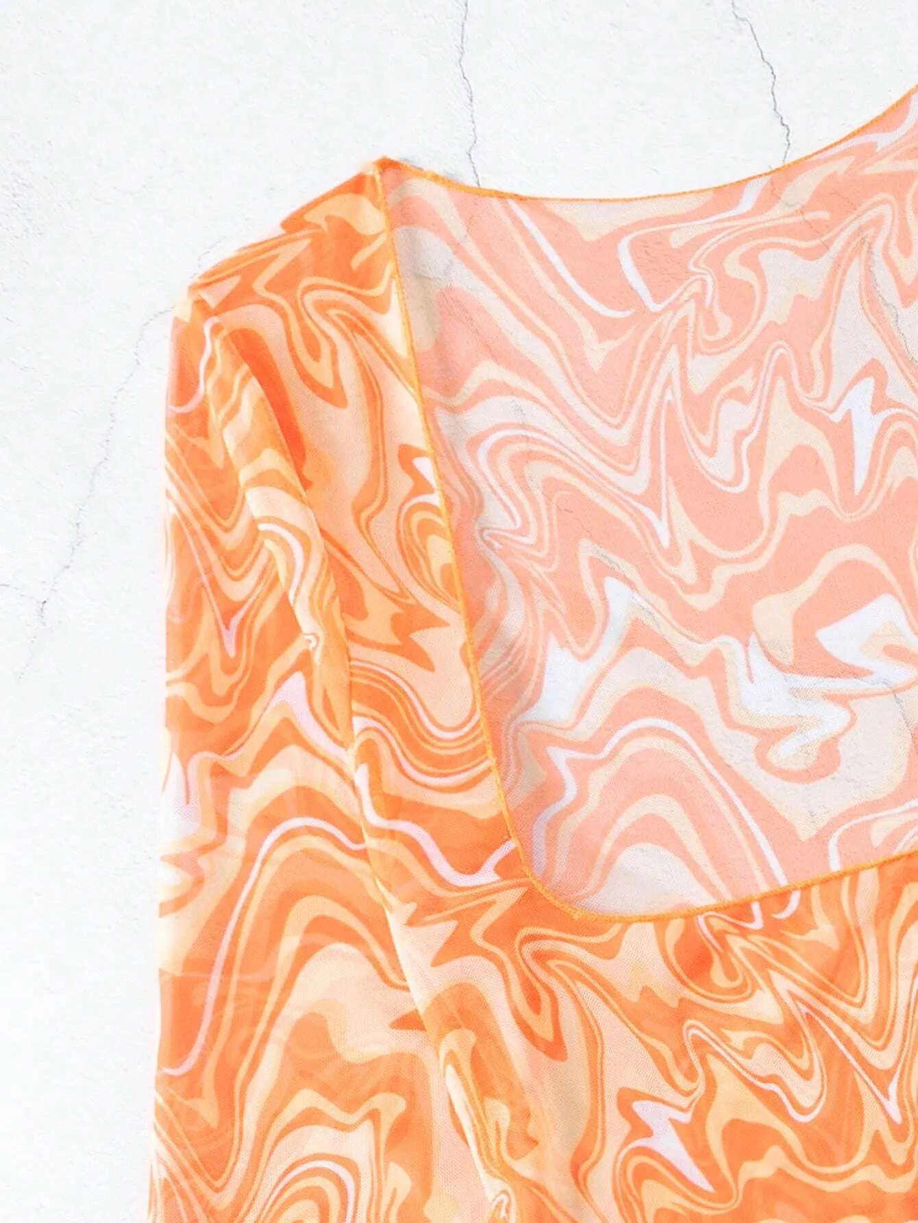Swim Conjunto de bikini de 3 piezas con estampado completo aleatorio, traje de baño de verano - Imagen 7