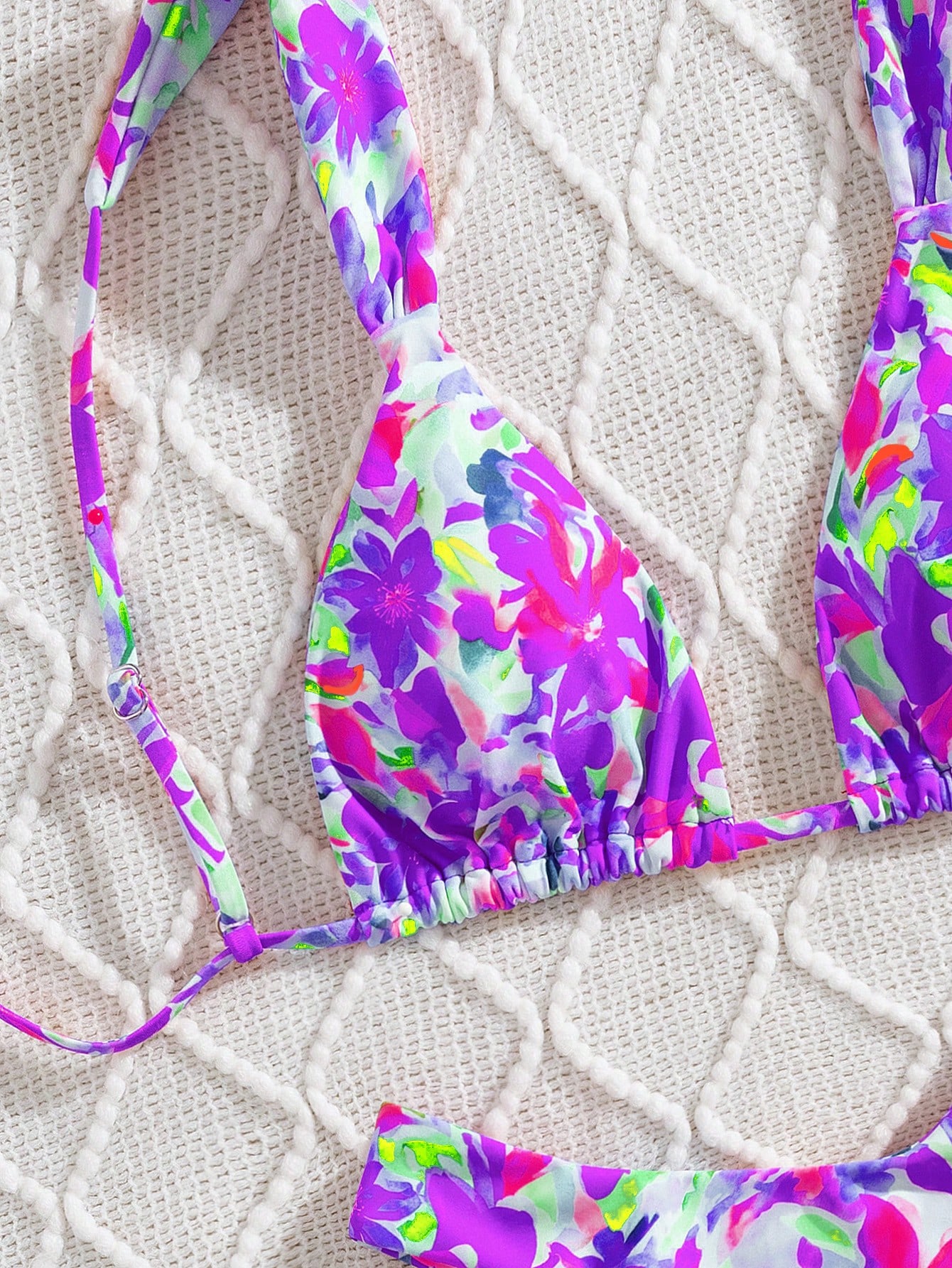 Set de 2 piezas Bikini con tiras ajustables y diseño impreso de nueva moda, elegante traje de baño de moda para mujer para playa y verano - Imagen 4