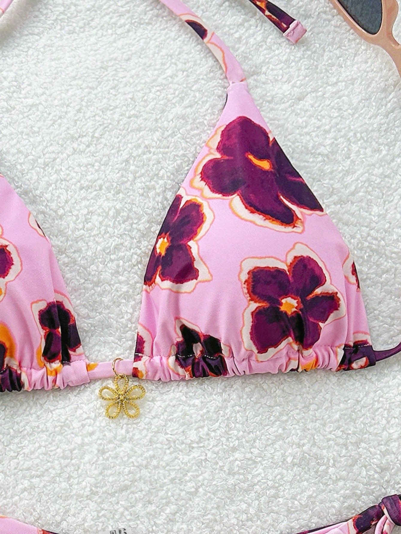Soleia Set de 2 piezas de bikini con estampado floral y nudo, para vacaciones, para playa de verano - Imagen 5